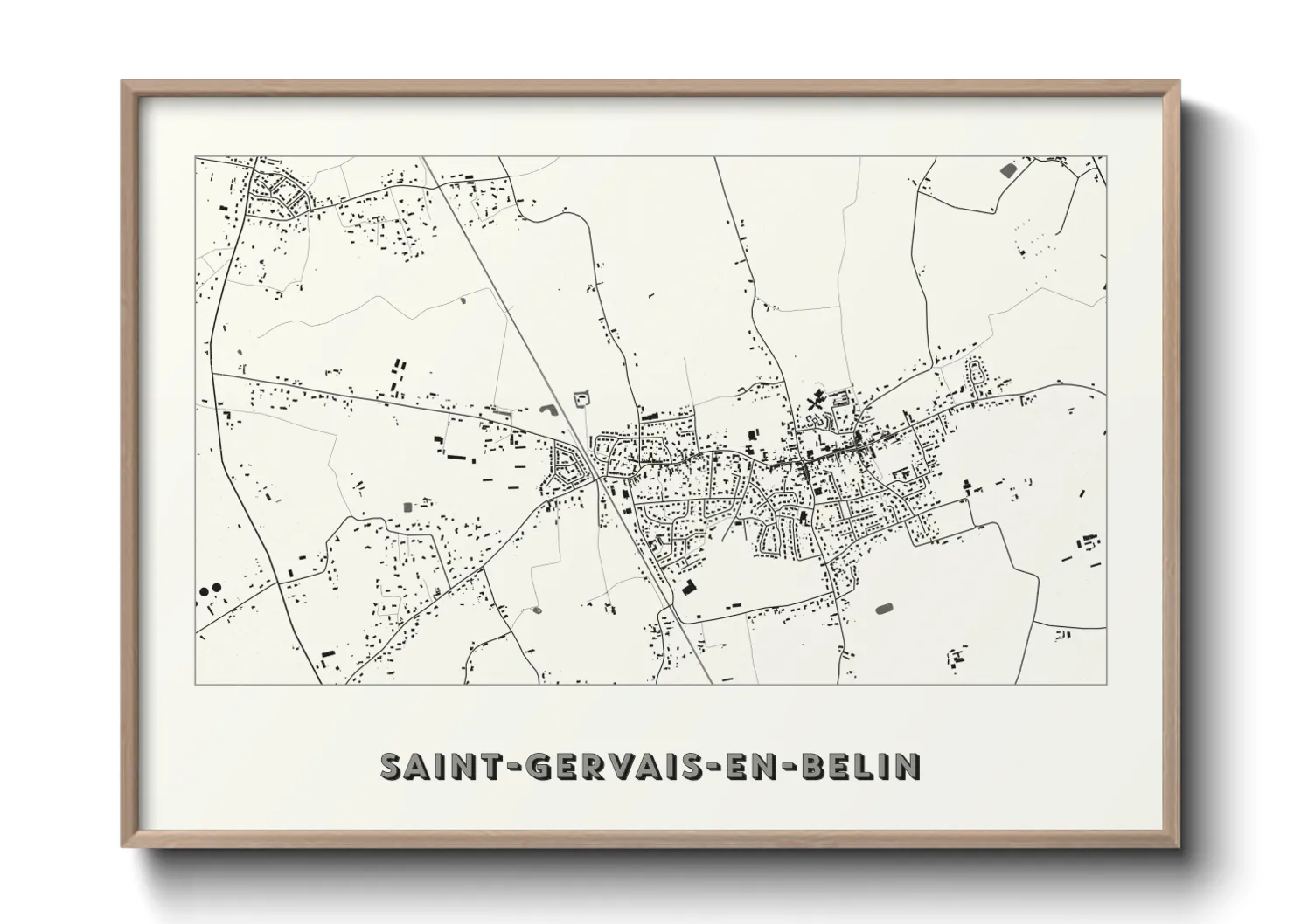 Une affiche de carte sur Saint-Gervais-en-Belin