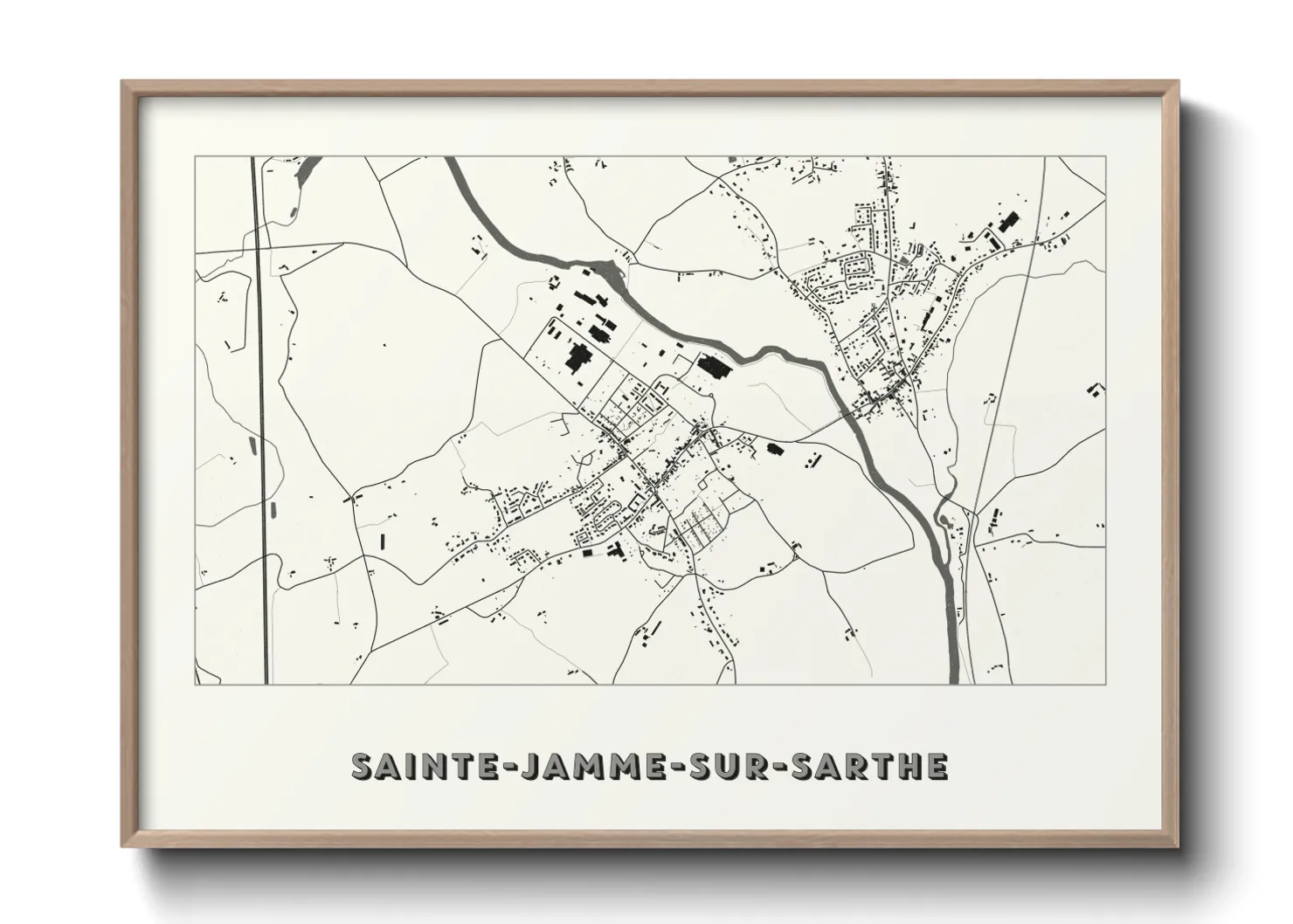 Une affiche de carte sur Sainte-Jamme-sur-Sarthe