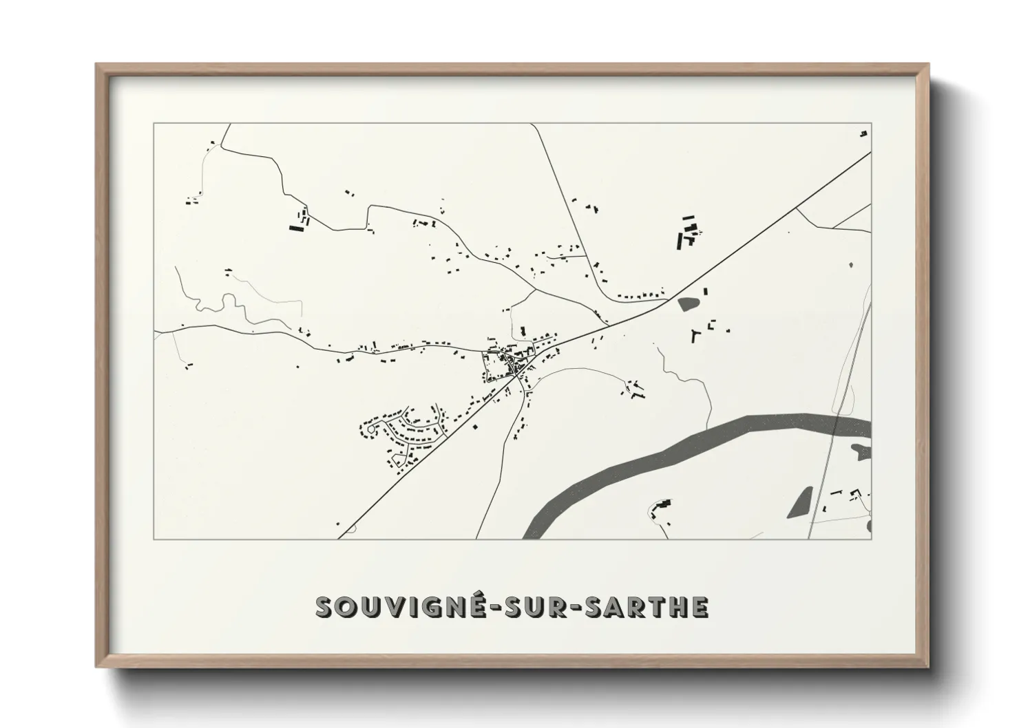 Une affiche de carte sur Souvigné-sur-Sarthe