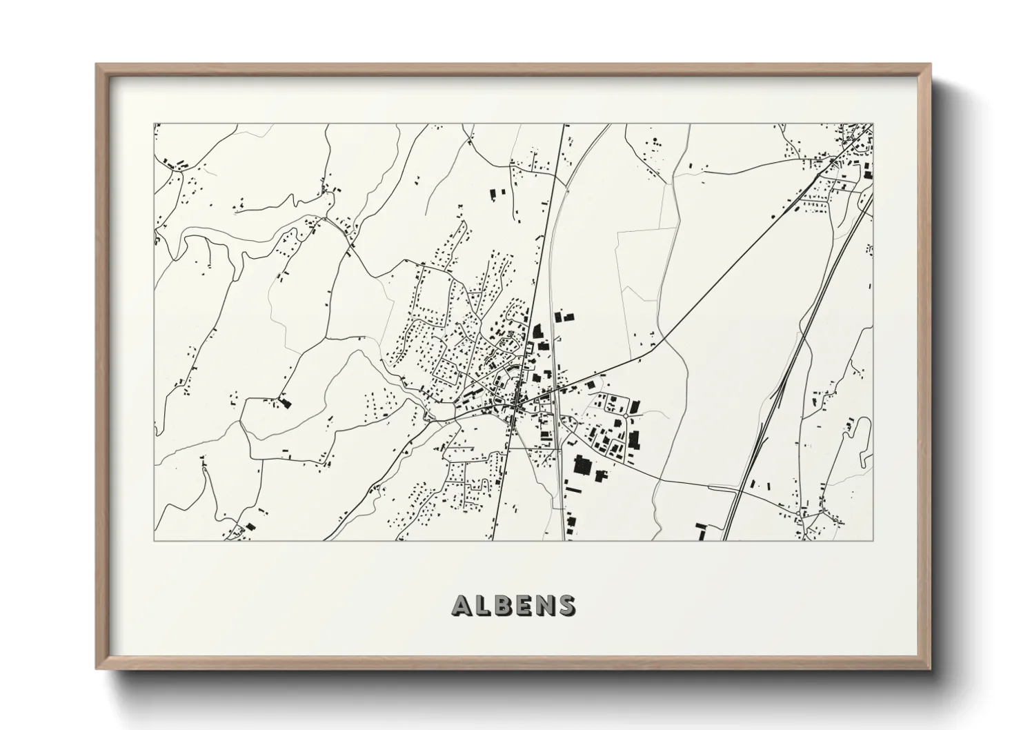 Une affiche de carte sur Albens