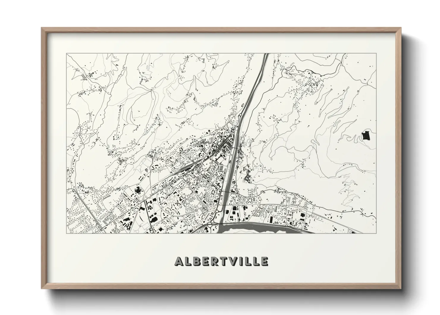 Une affiche de carte sur Albertville