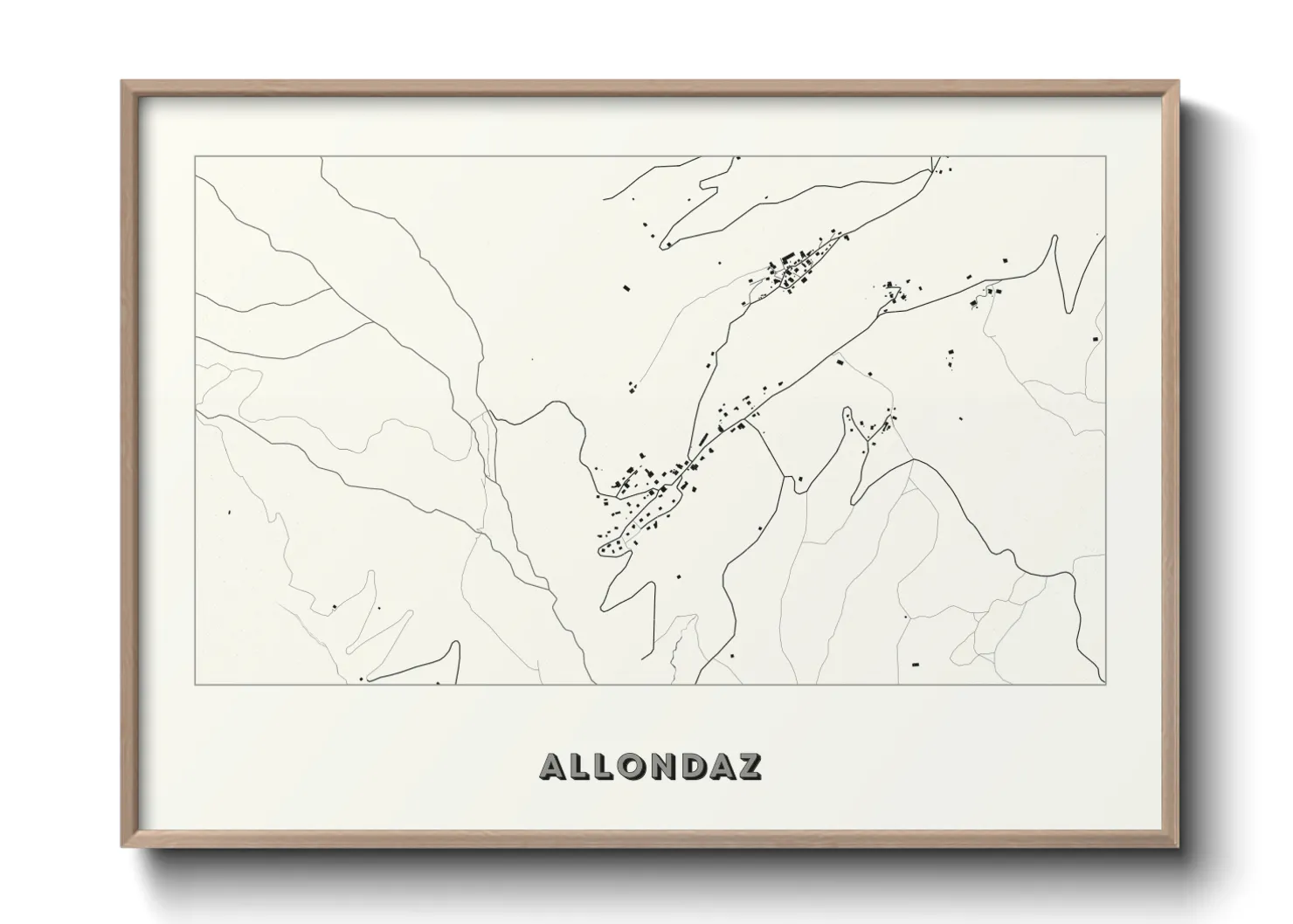 Une affiche de carte sur Allondaz