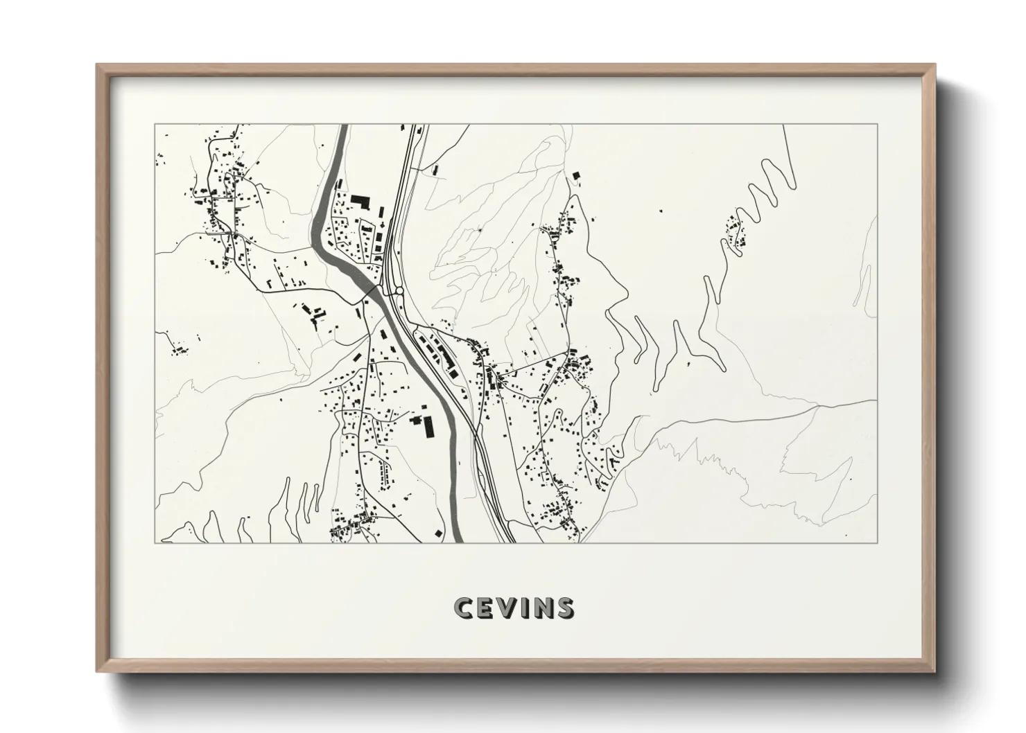 Une affiche de carte sur Cevins