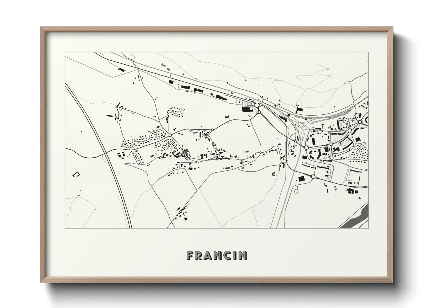 Une affiche de carte sur Francin