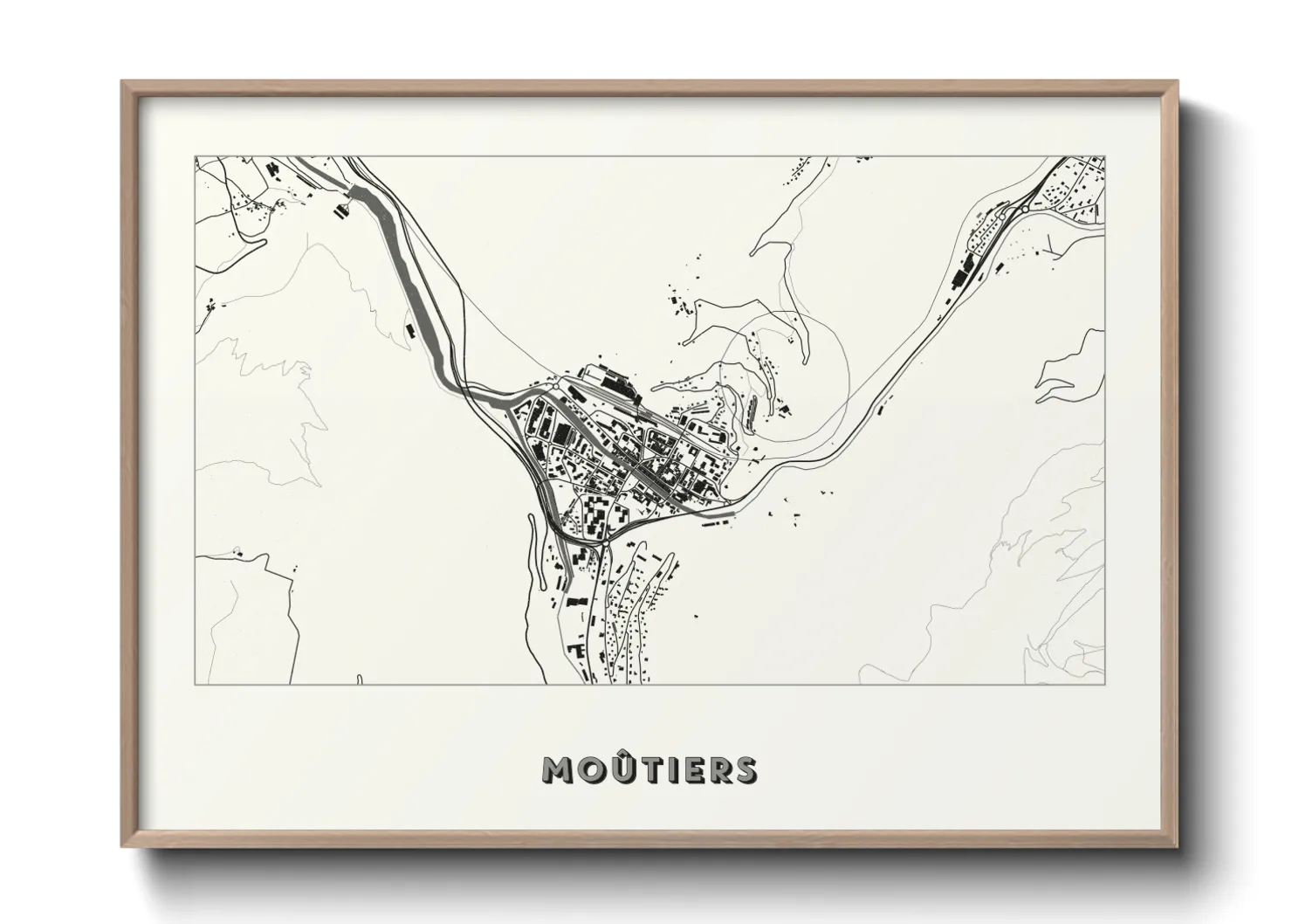 Une affiche de carte sur Moûtiers