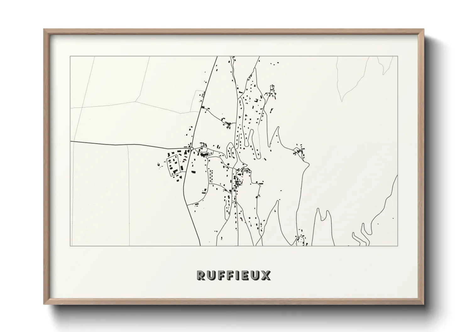 Une affiche de carte sur Ruffieux