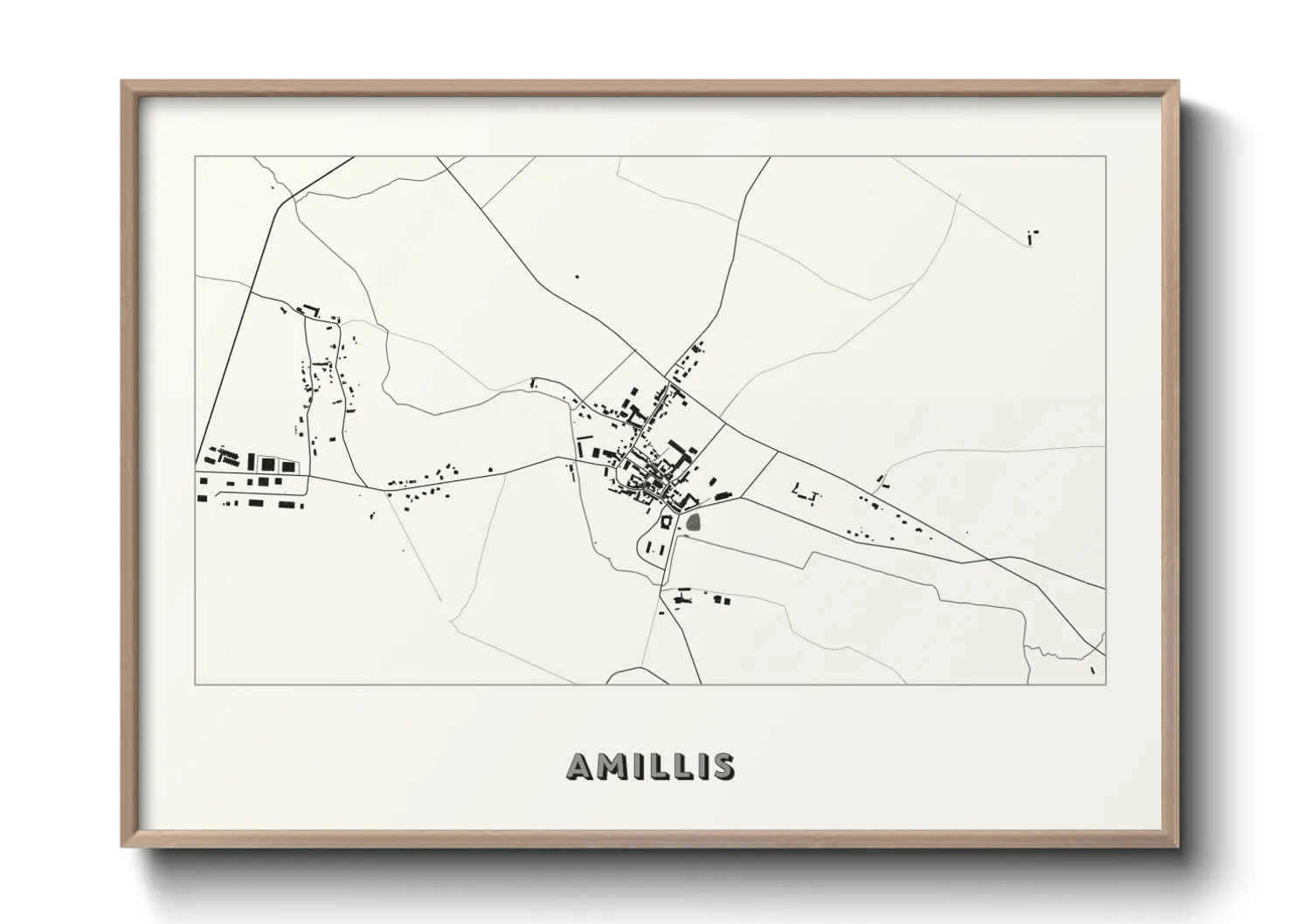 Une affiche de carte sur Amillis