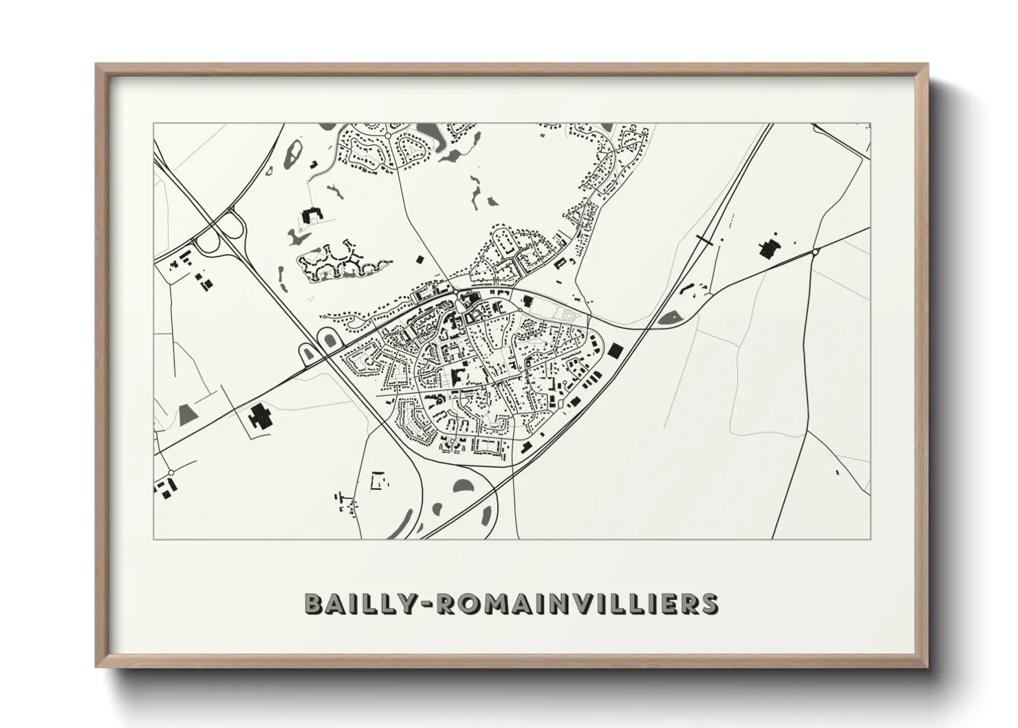 Une affiche de carte sur Bailly-Romainvilliers