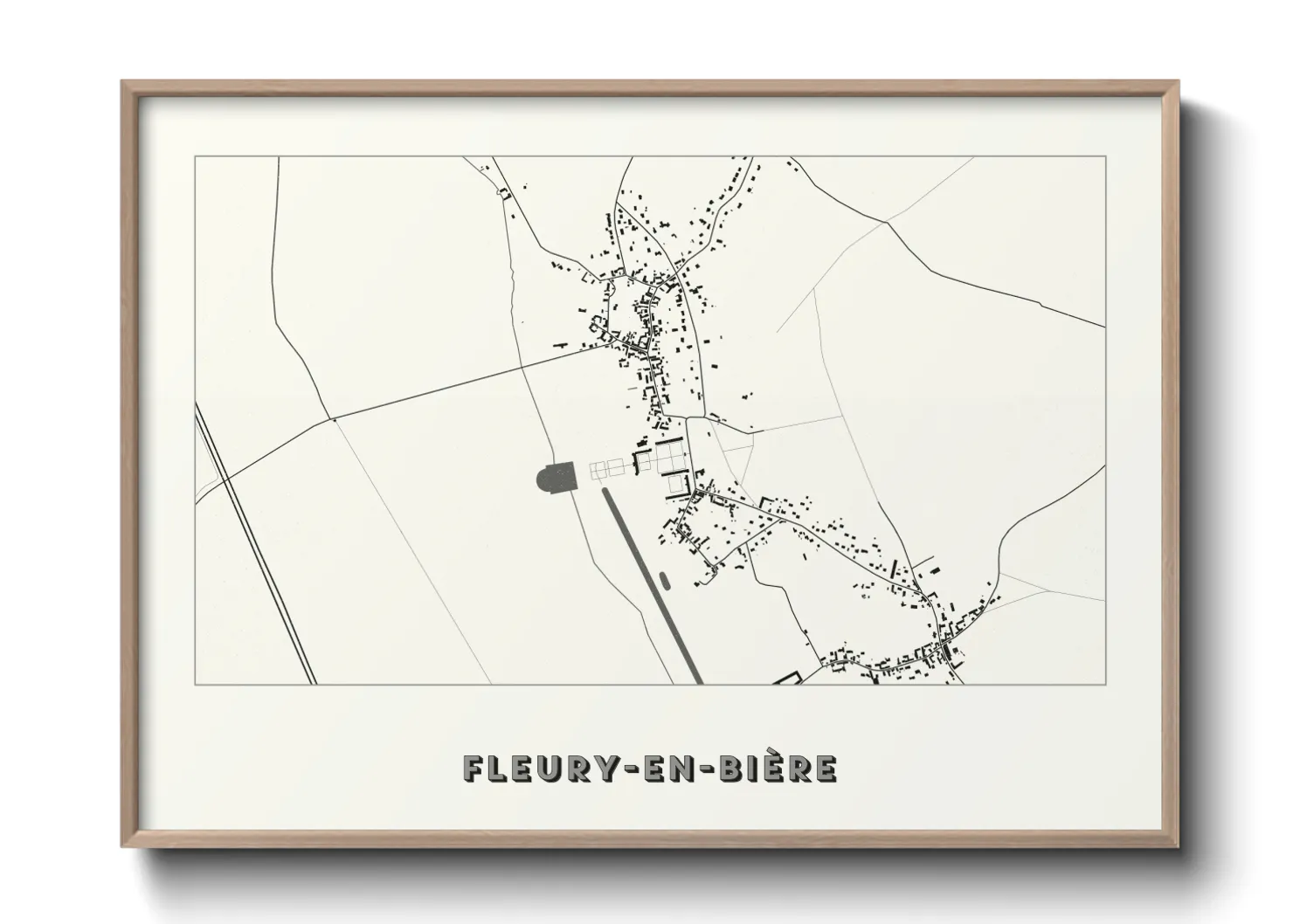 Une affiche de carte sur Fleury-en-Bière