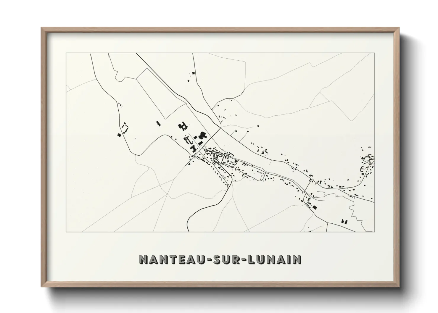 Une affiche de carte sur Nanteau-sur-Lunain
