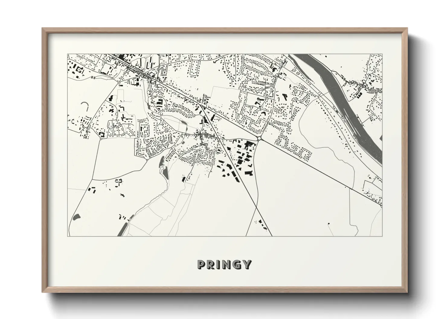 Une affiche de carte sur Pringy