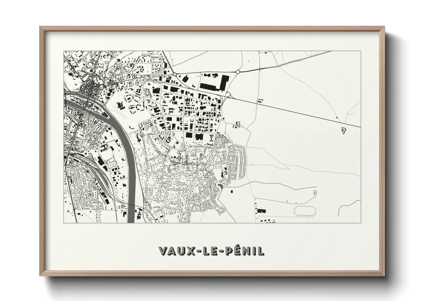 Une affiche de carte sur Vaux-le-Pénil