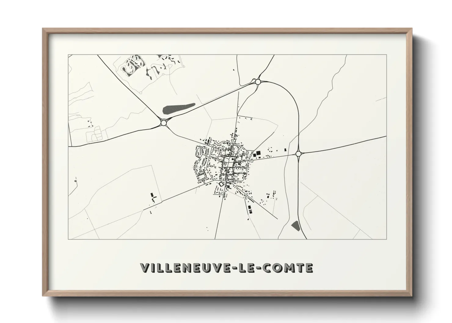 Une affiche de carte sur Villeneuve-le-Comte