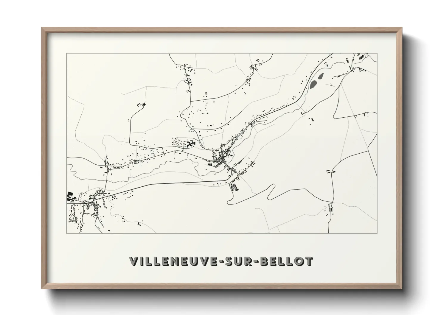 Une affiche de carte sur Villeneuve-sur-Bellot