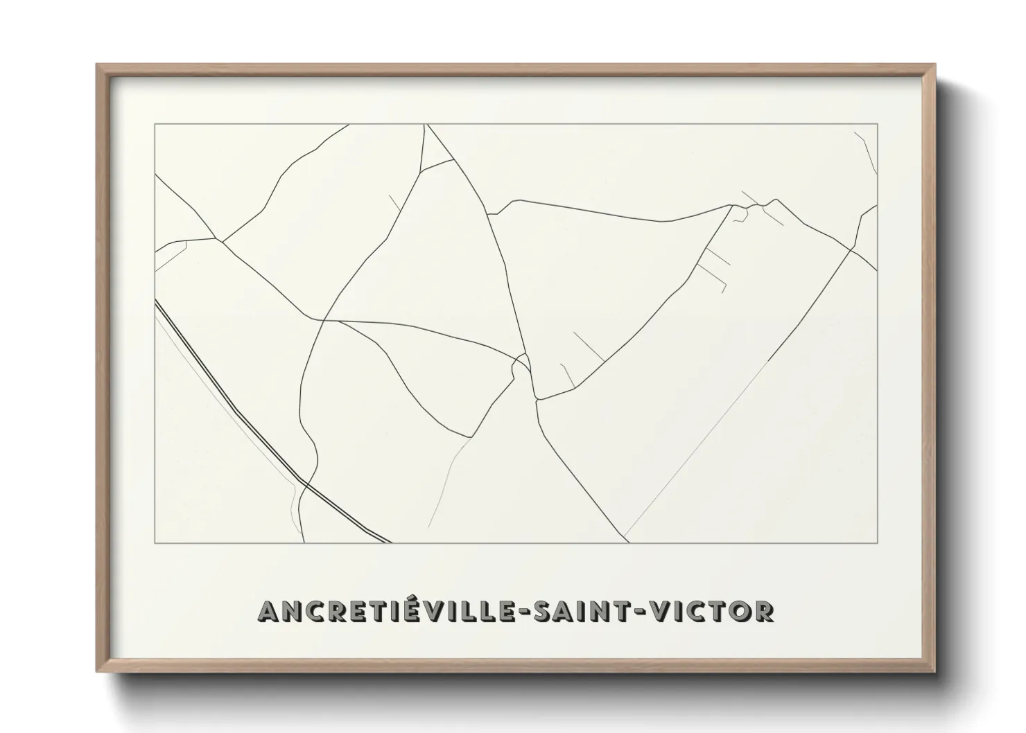 Une affiche de carte sur Ancretiéville-Saint-Victor