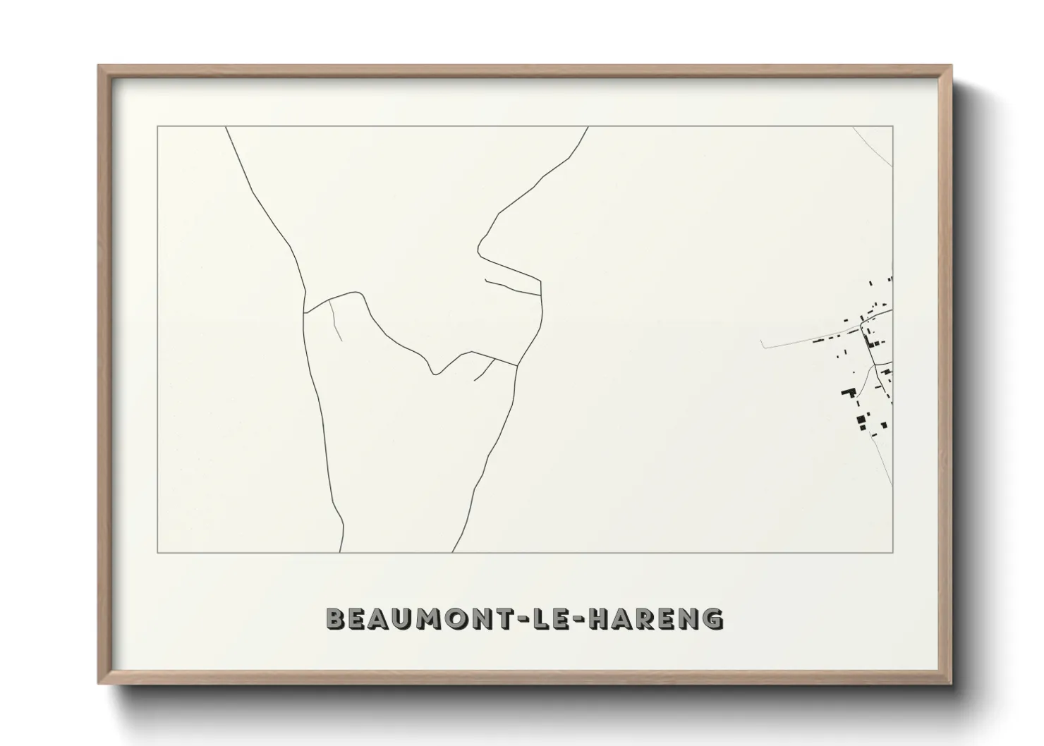 Une affiche de carte sur Beaumont-le-Hareng