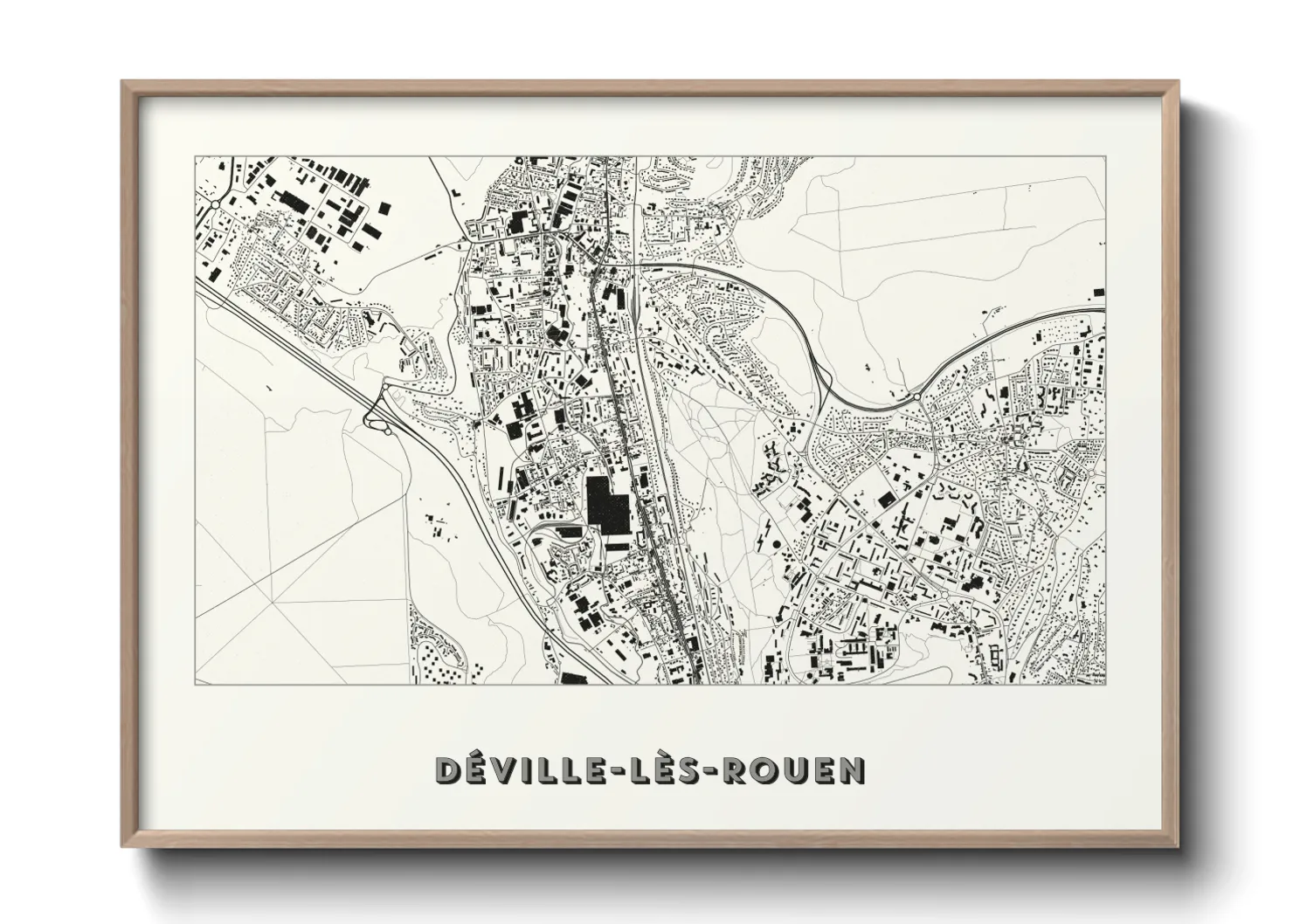 Une affiche de carte sur Déville-lès-Rouen