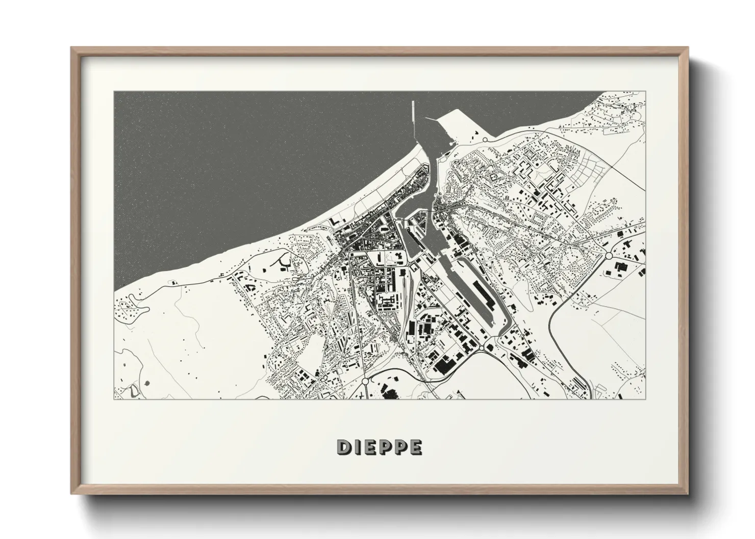 Une affiche de carte sur Dieppe