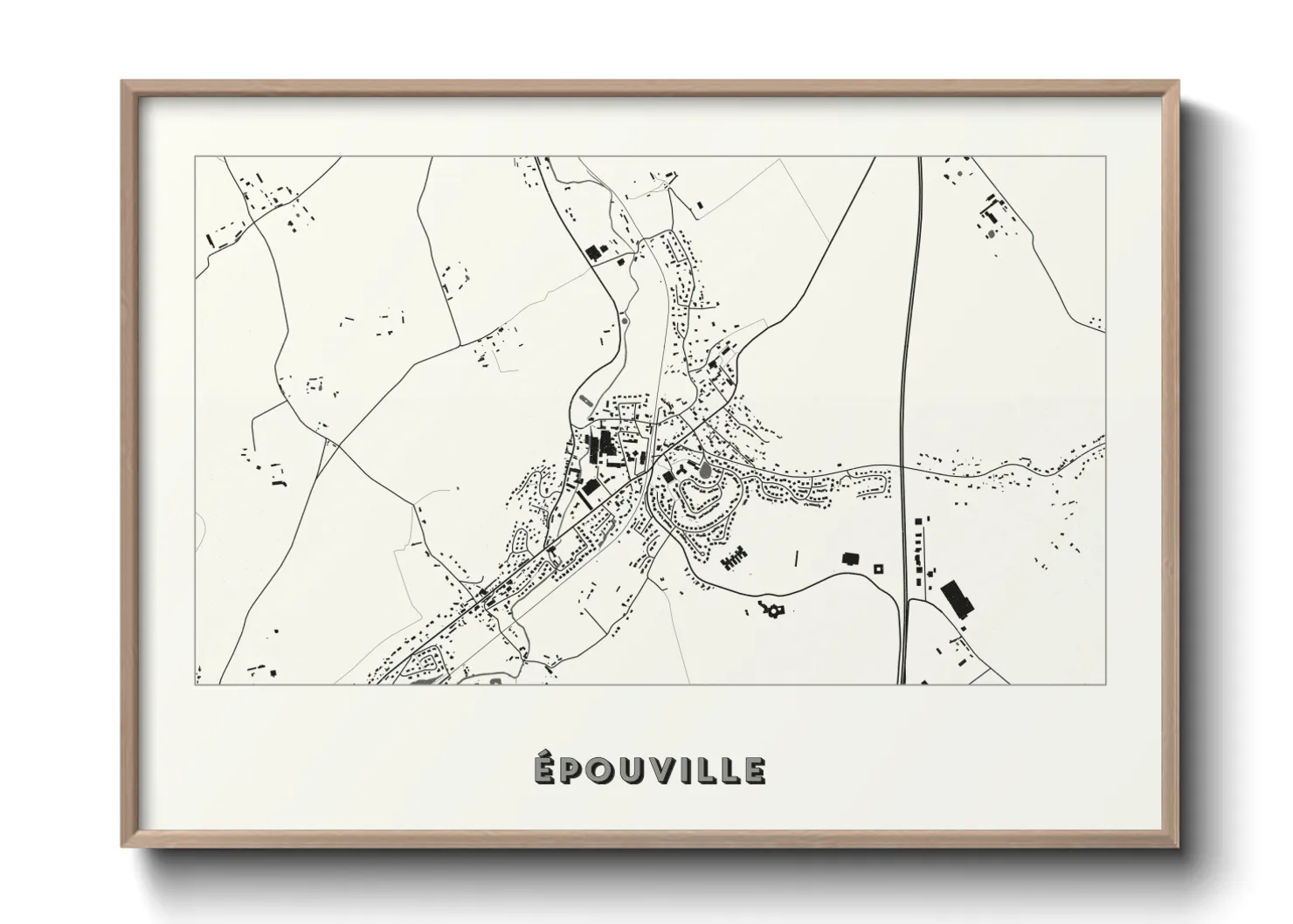 Une affiche de carte sur Épouville