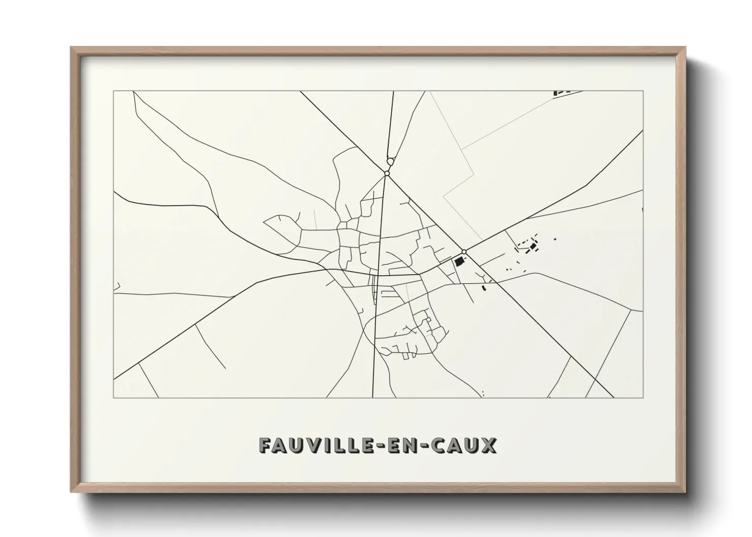 Une affiche de carte sur Fauville-en-Caux