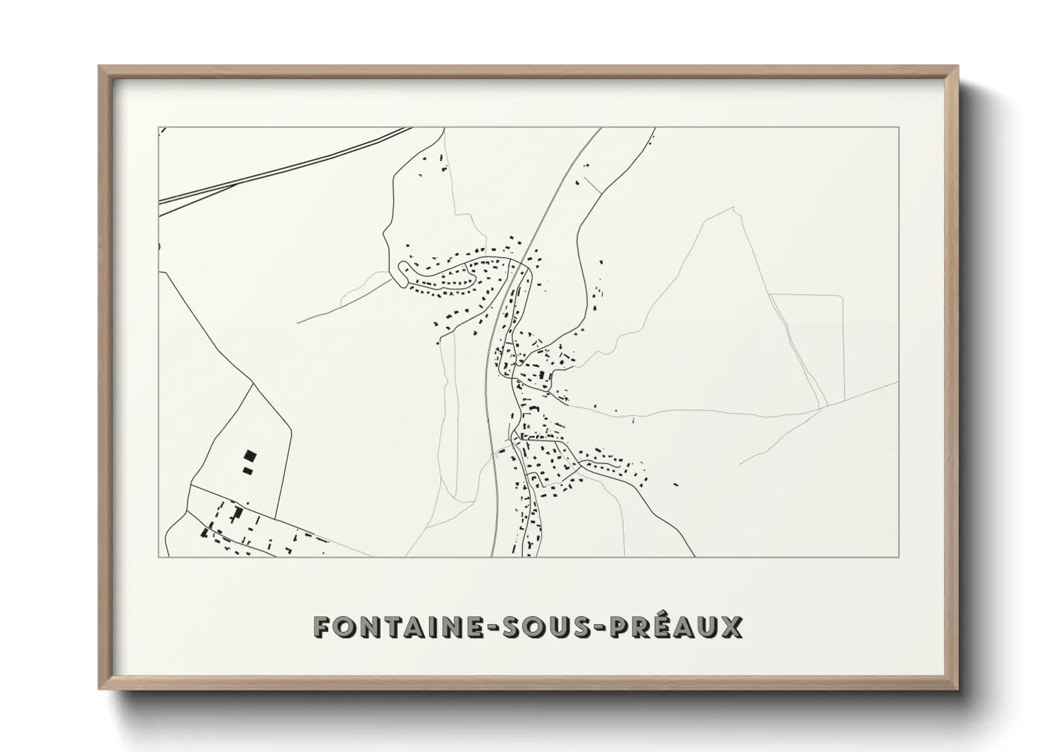 Une affiche de carte sur Fontaine-sous-Préaux