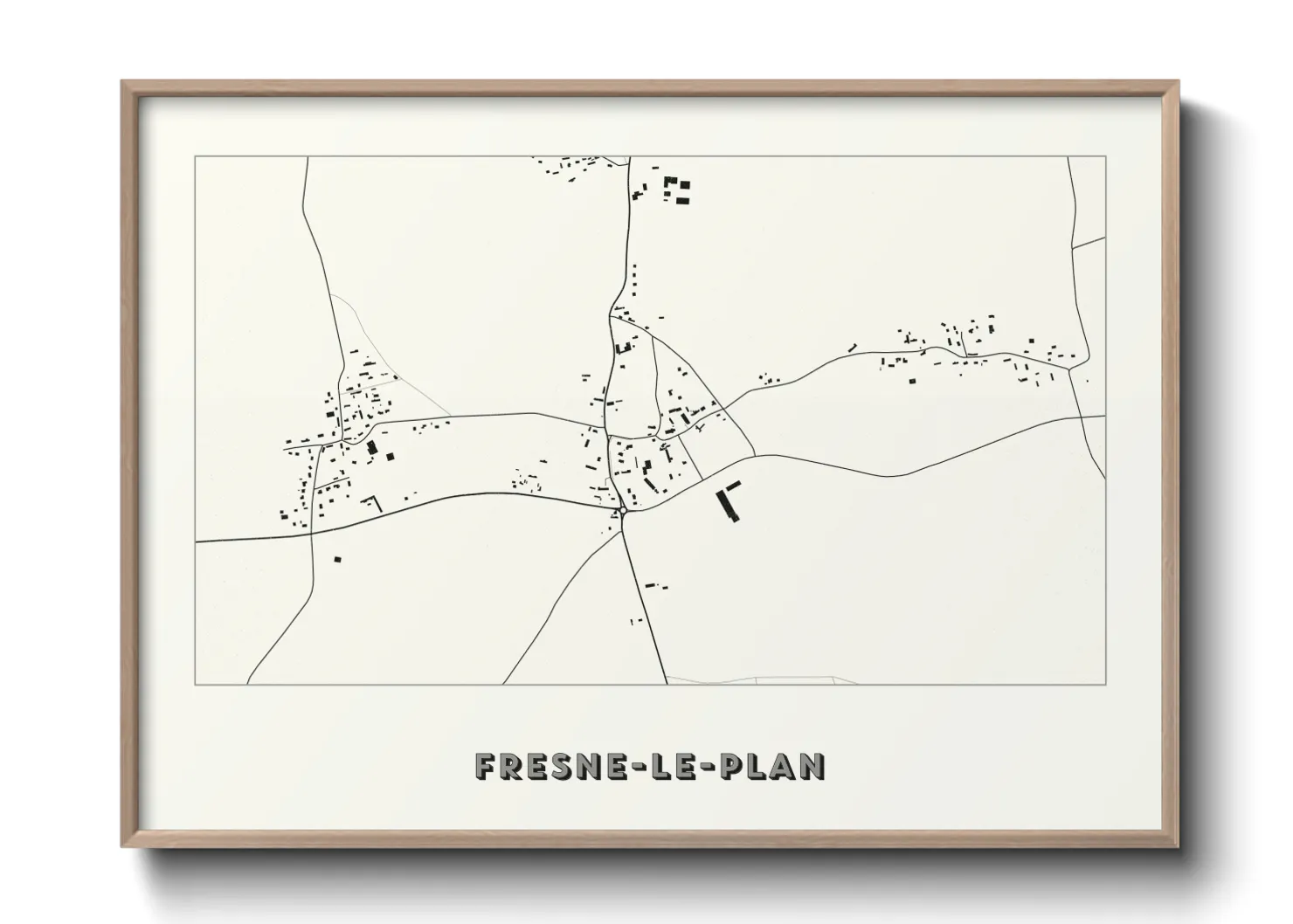 Une affiche de carte sur Fresne-le-Plan