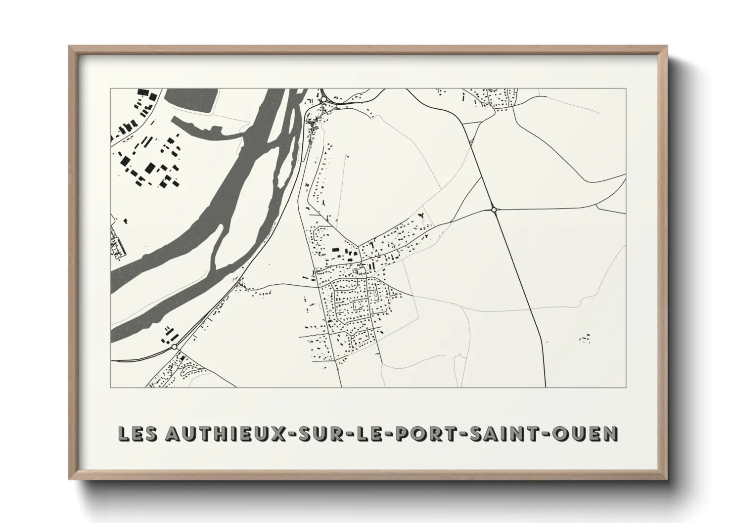 Une affiche de carte sur Les Authieux-sur-le-Port-Saint-Ouen