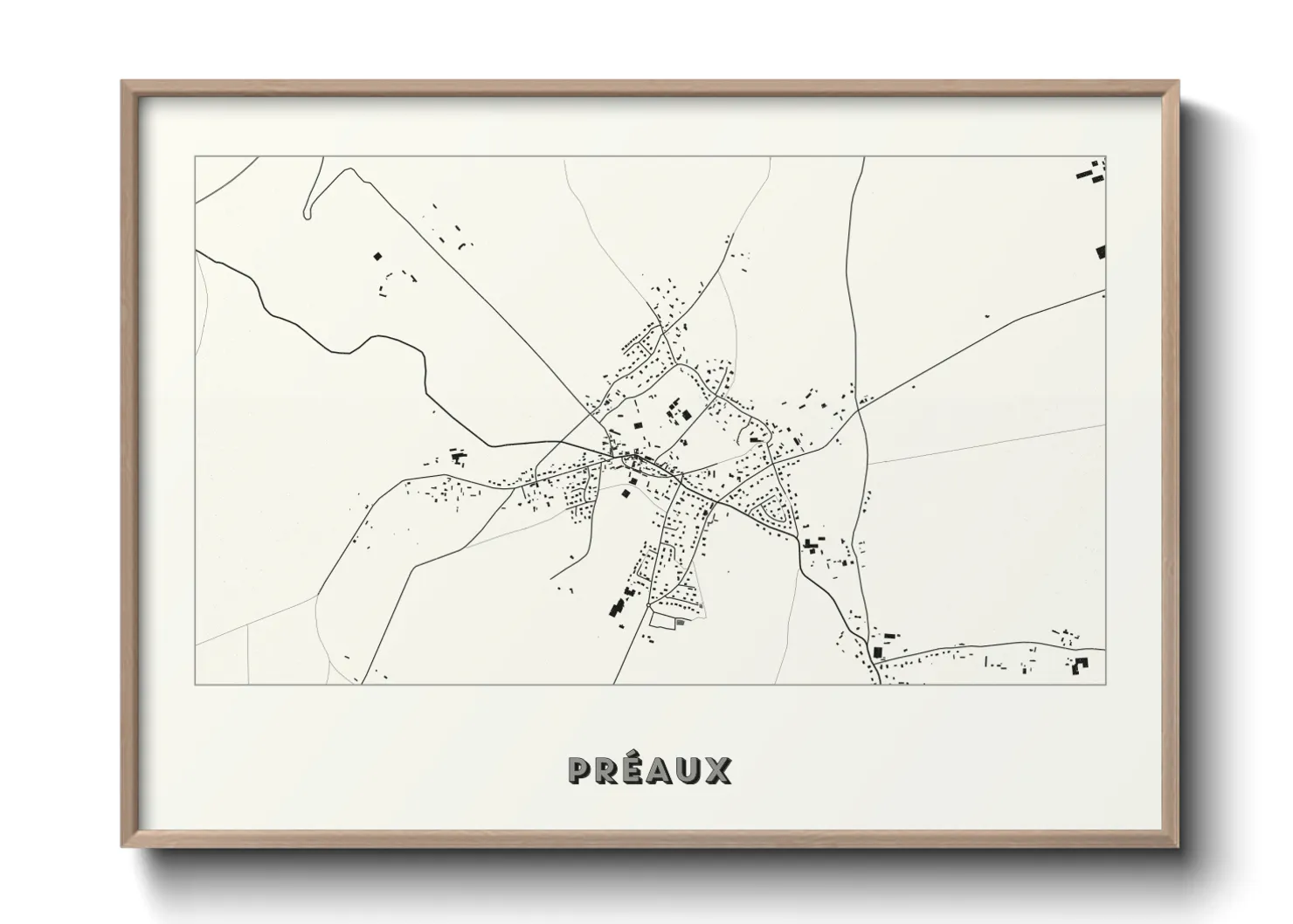 Une affiche de carte sur Préaux
