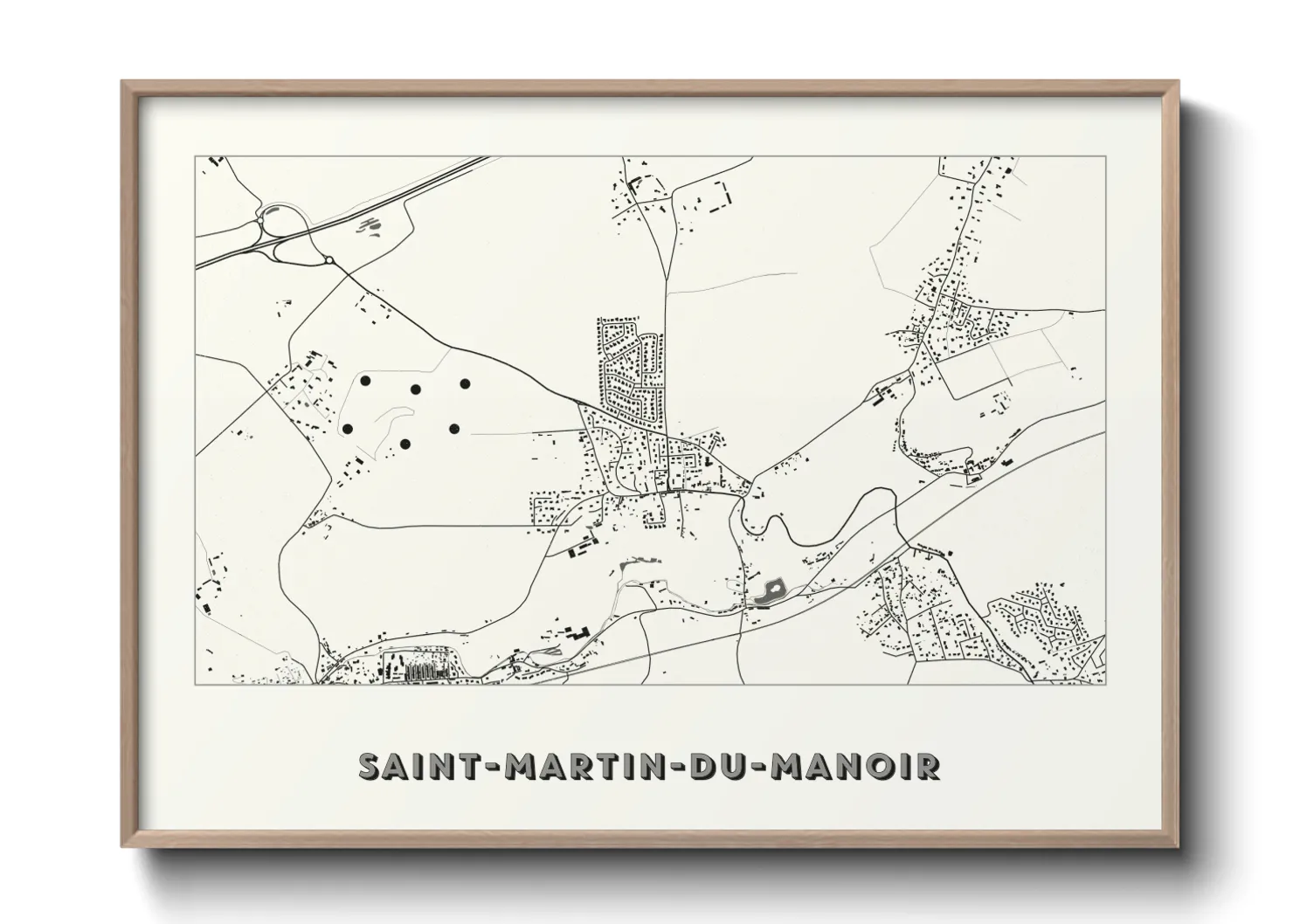 Une affiche de carte sur Saint-Martin-du-Manoir
