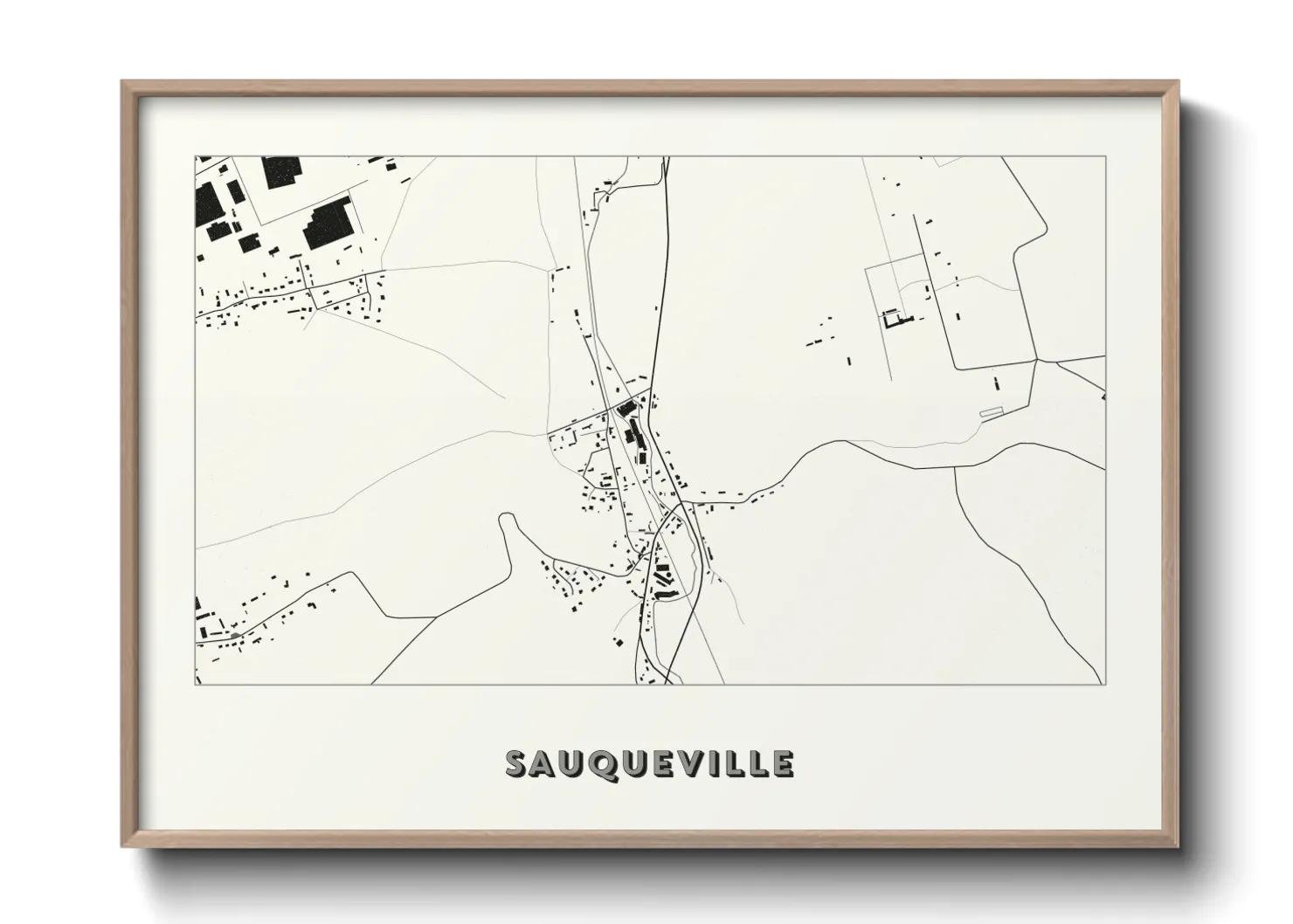 Une affiche de carte sur Sauqueville