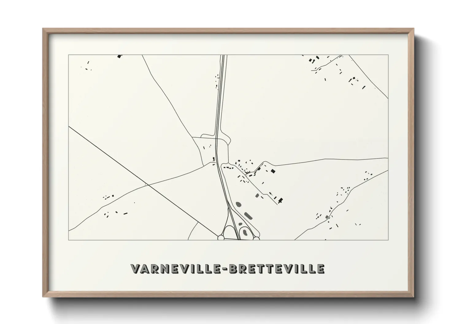 Une affiche de carte sur Varneville-Bretteville