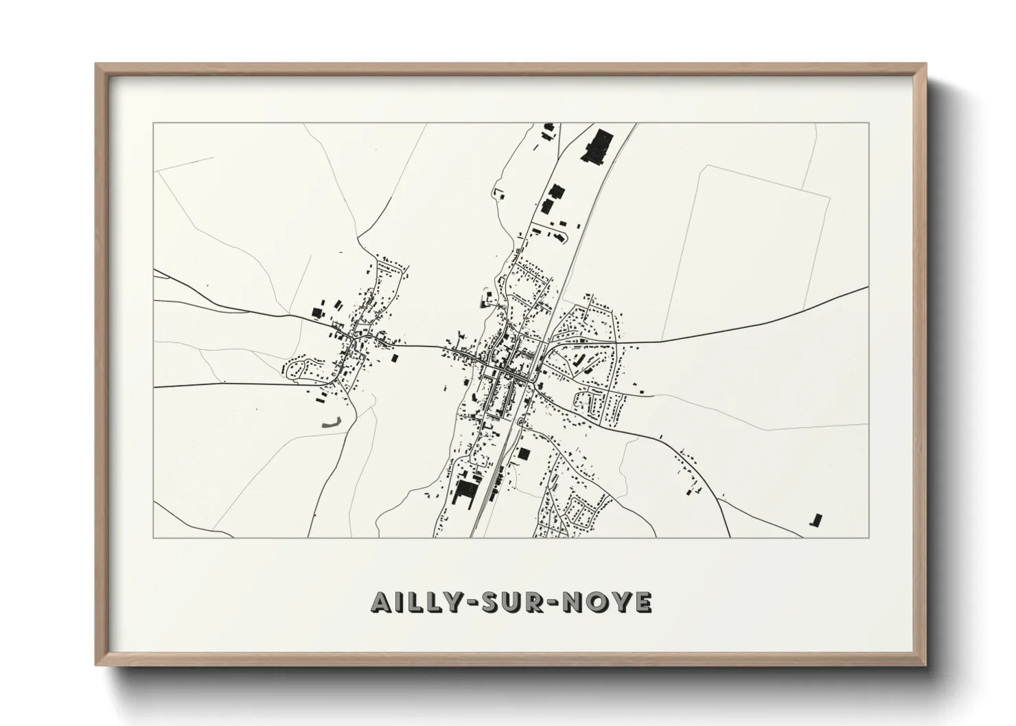 Une affiche de carte sur Ailly-sur-Noye