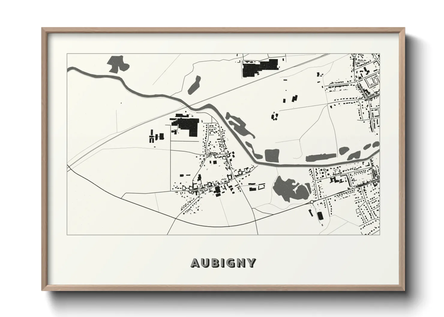 Une affiche de carte sur Aubigny