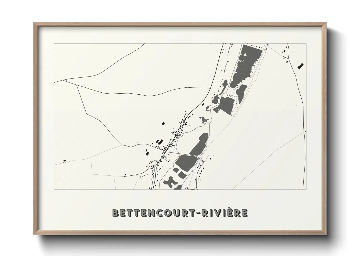 Une affiche de carte sur Bettencourt-Rivière