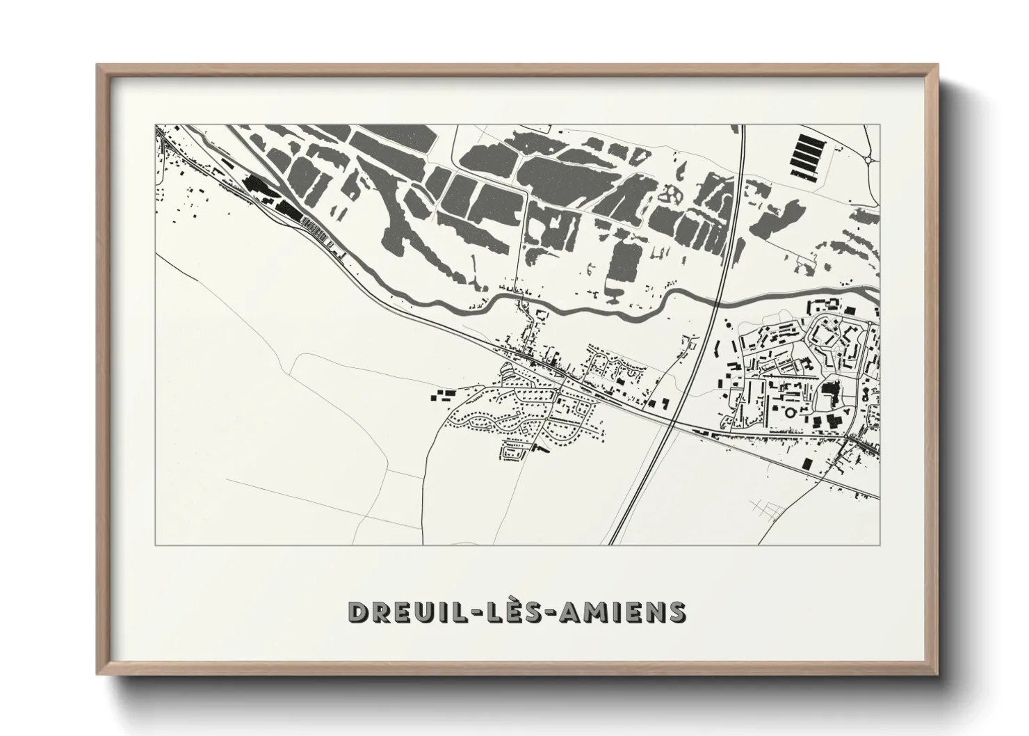 Une affiche de carte sur Dreuil-lès-Amiens