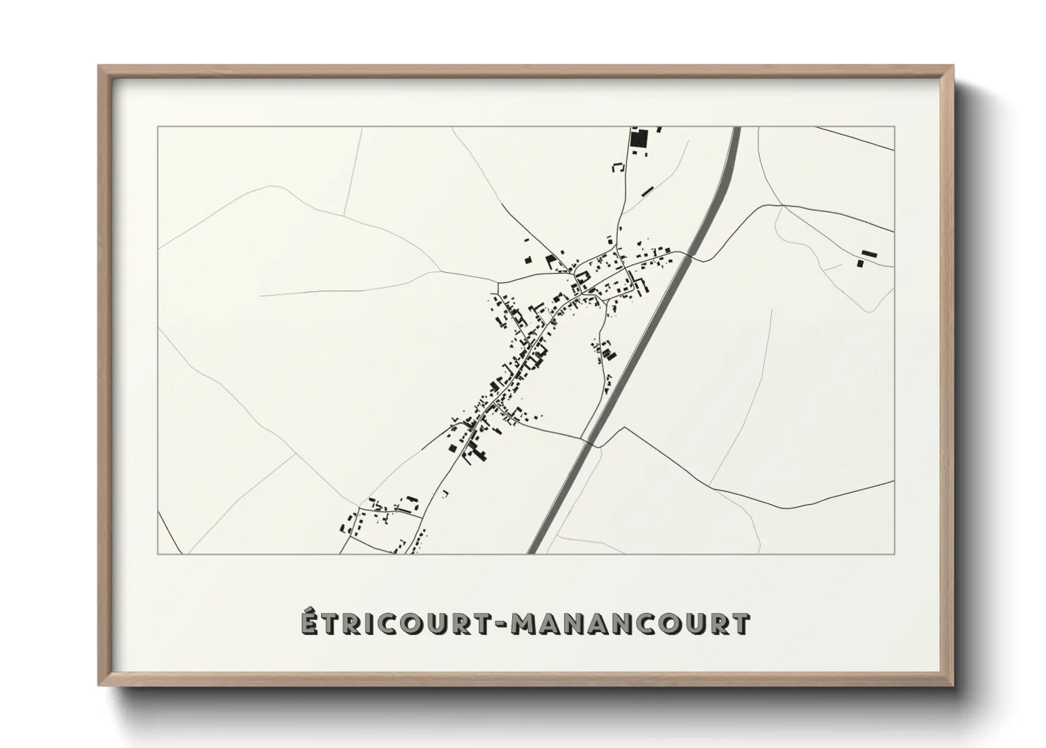 Une affiche de carte sur Étricourt-Manancourt