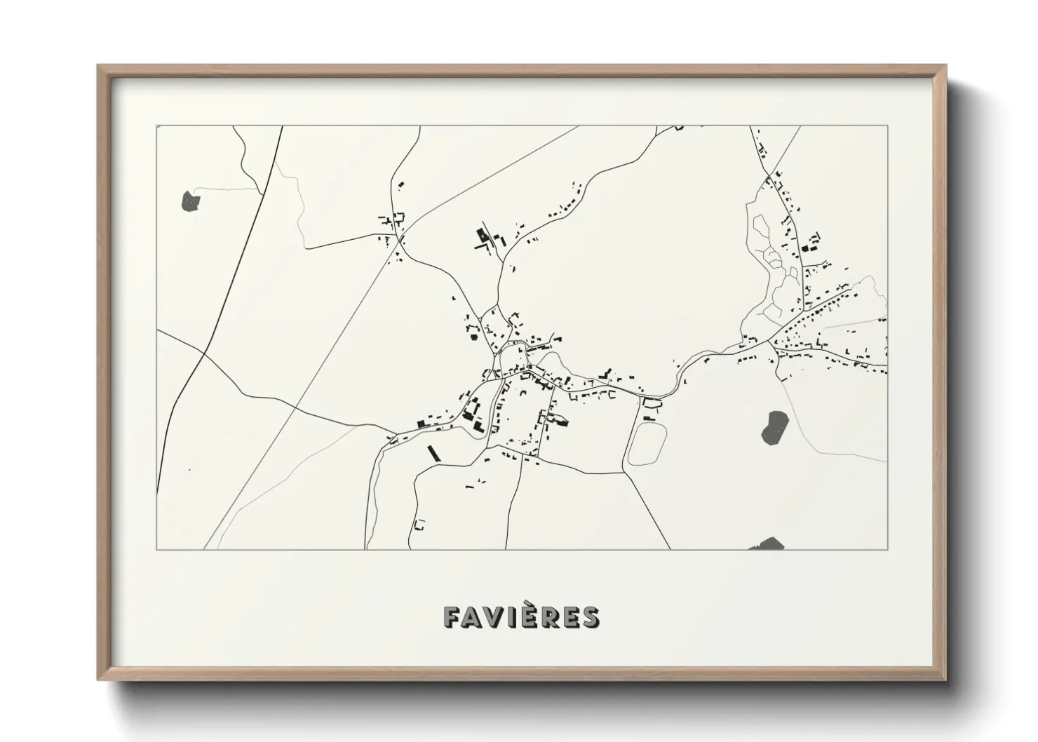 Une affiche de carte sur Favières