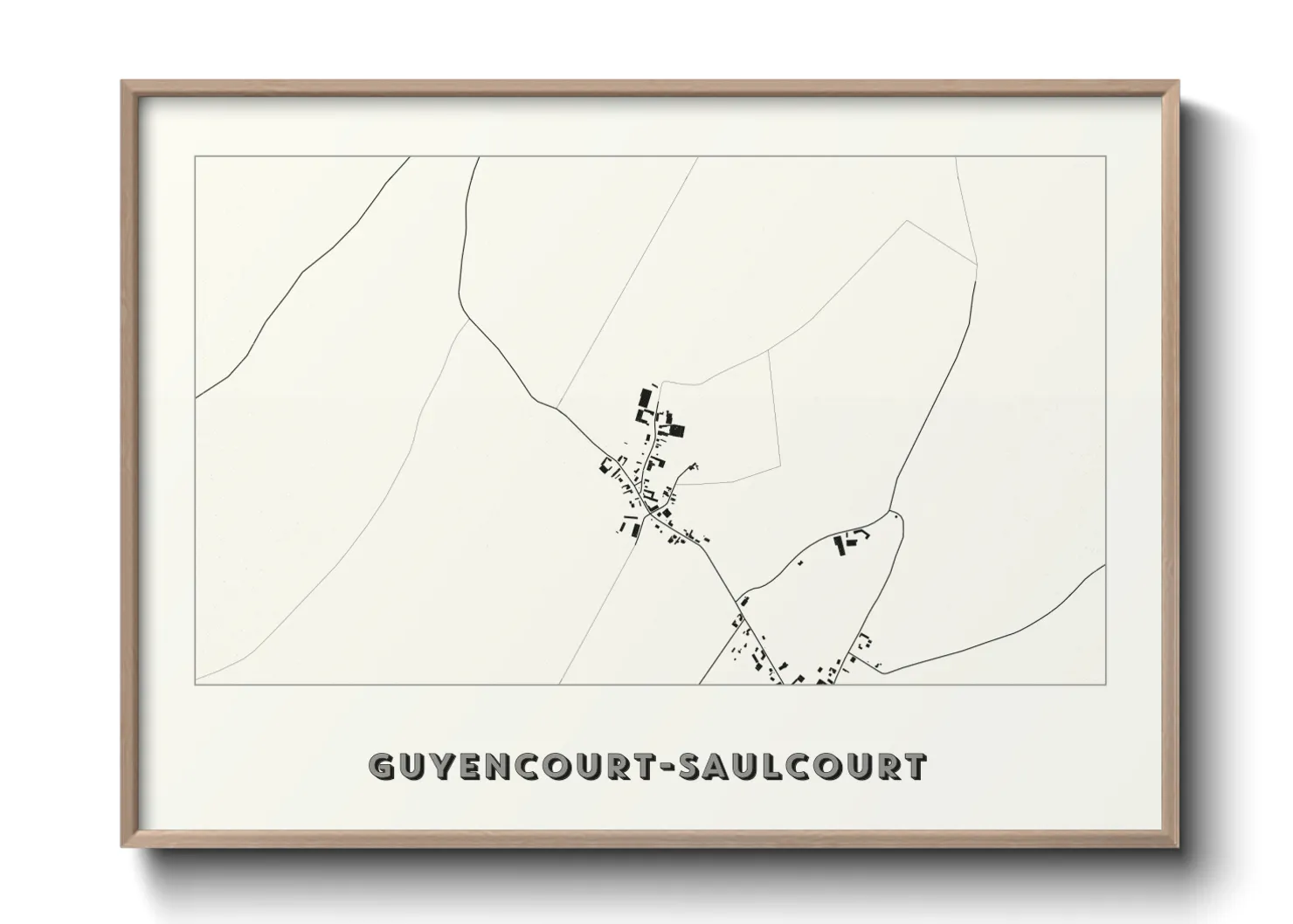 Une affiche de carte sur Guyencourt-Saulcourt