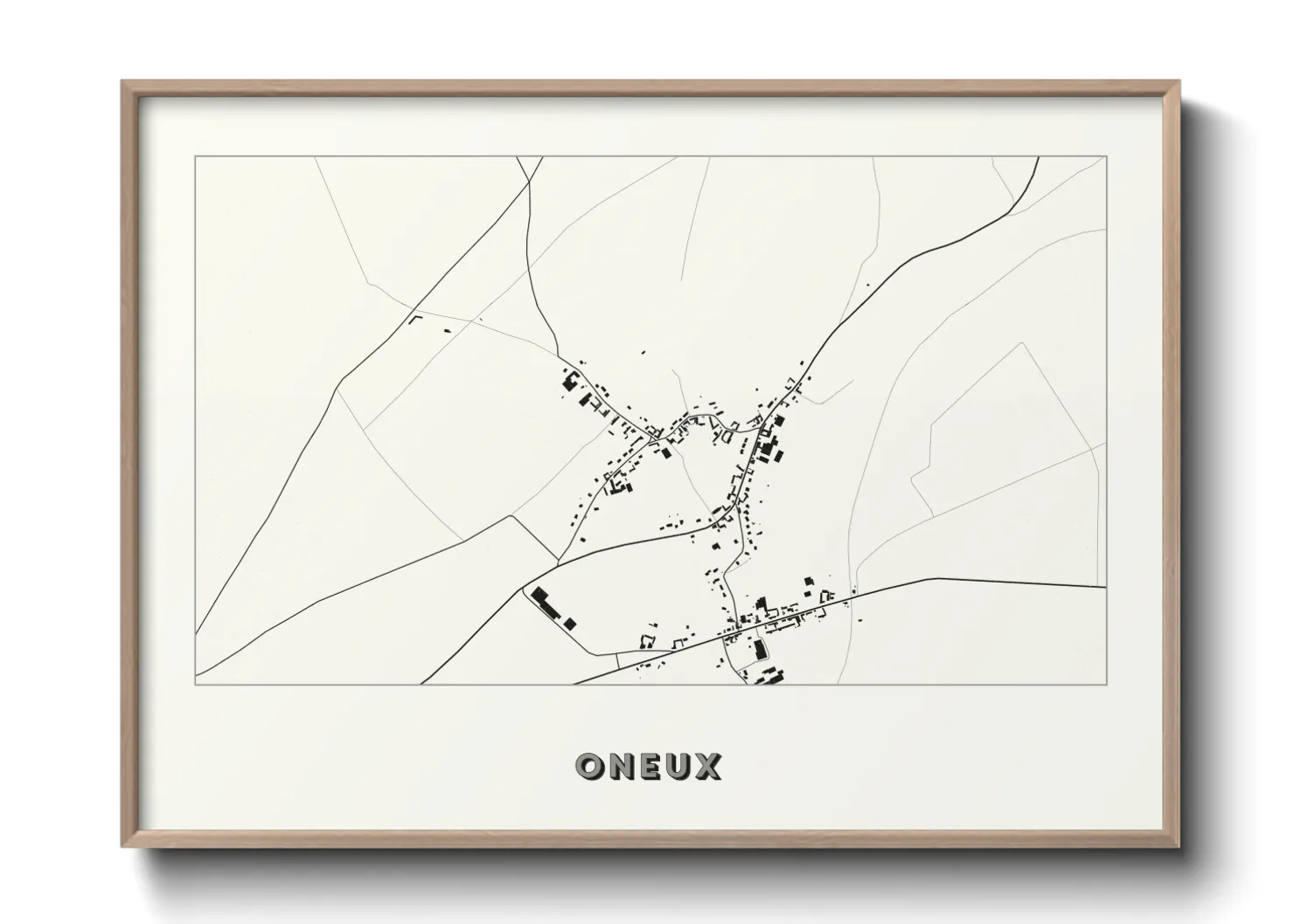 Une affiche de carte sur Oneux