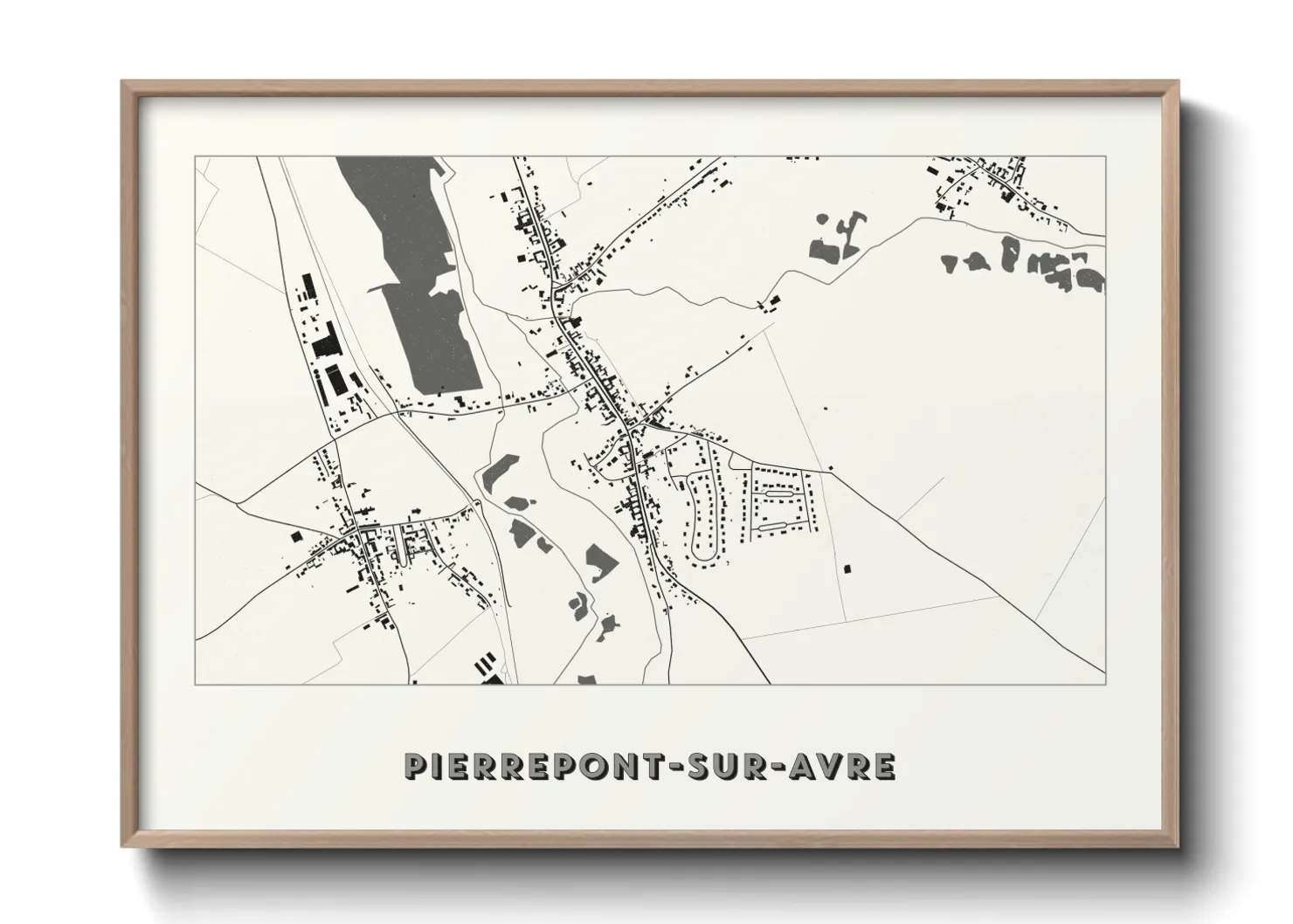 Une affiche de carte sur Pierrepont-sur-Avre