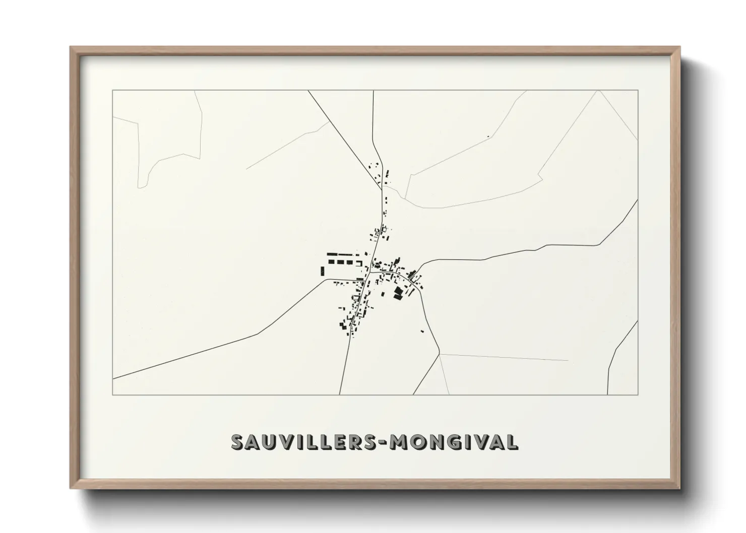 Une affiche de carte sur Sauvillers-Mongival