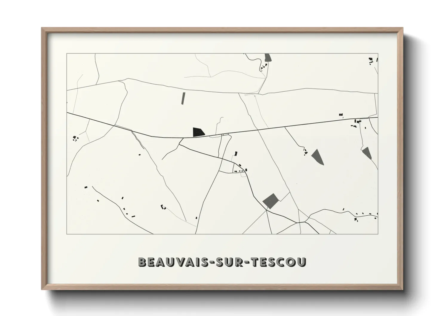 Une affiche de carte sur Beauvais-sur-Tescou