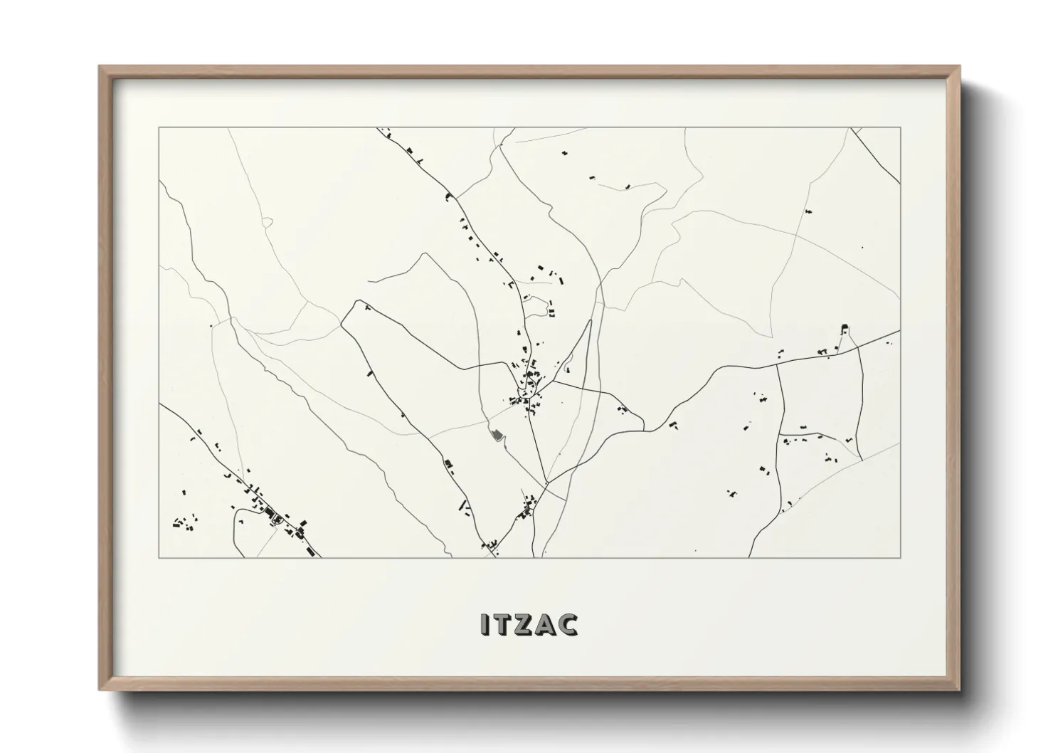 Une affiche de carte sur Itzac