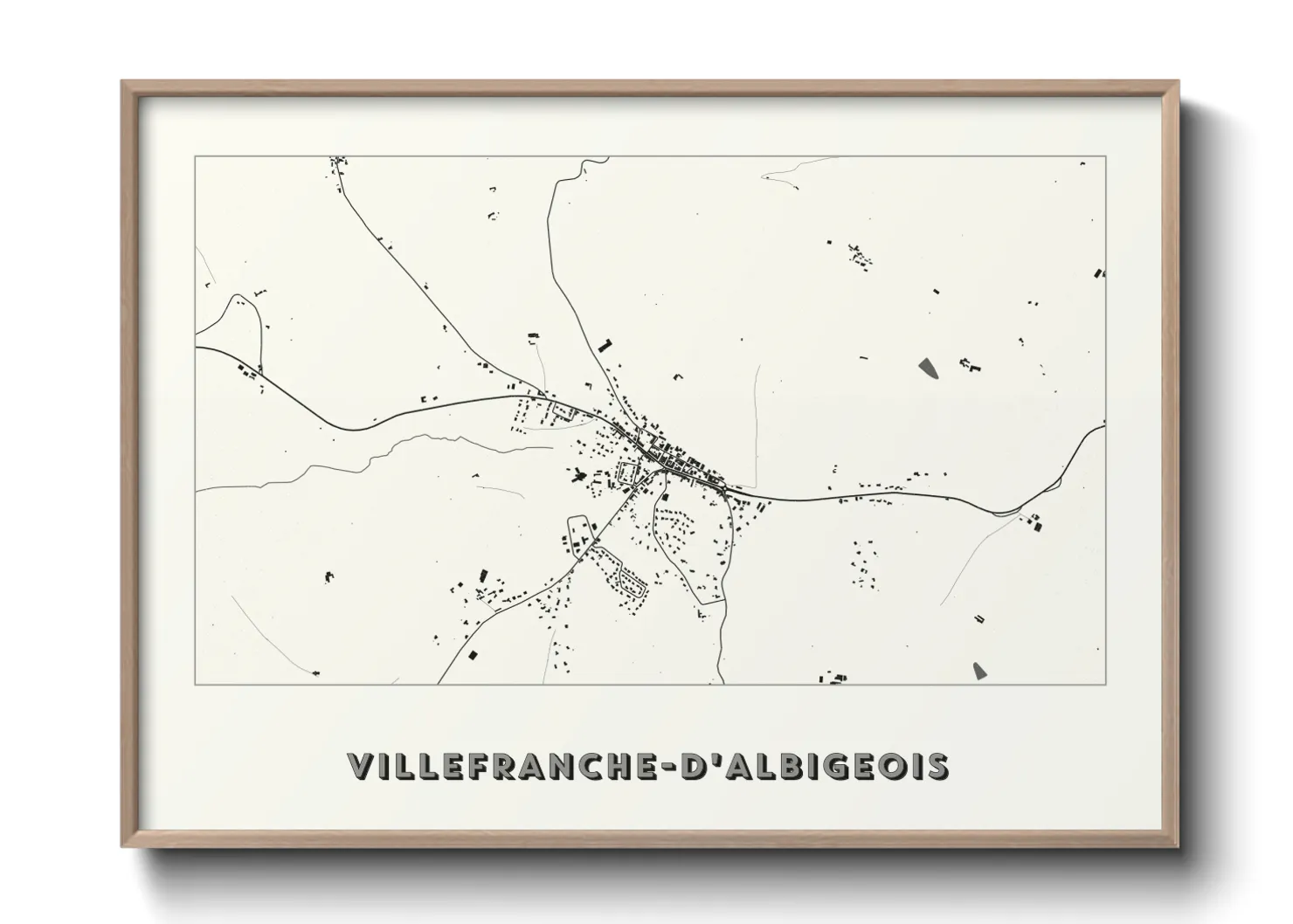 Une affiche de carte sur Villefranche-d'Albigeois