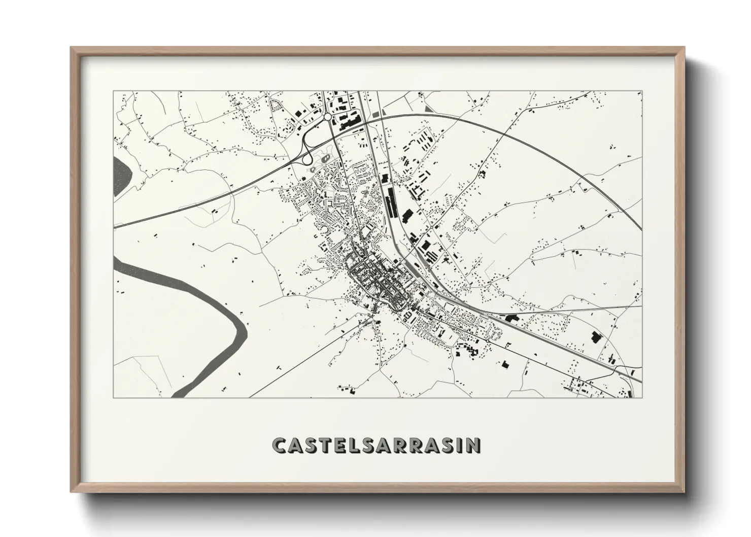 Une affiche de carte sur Castelsarrasin
