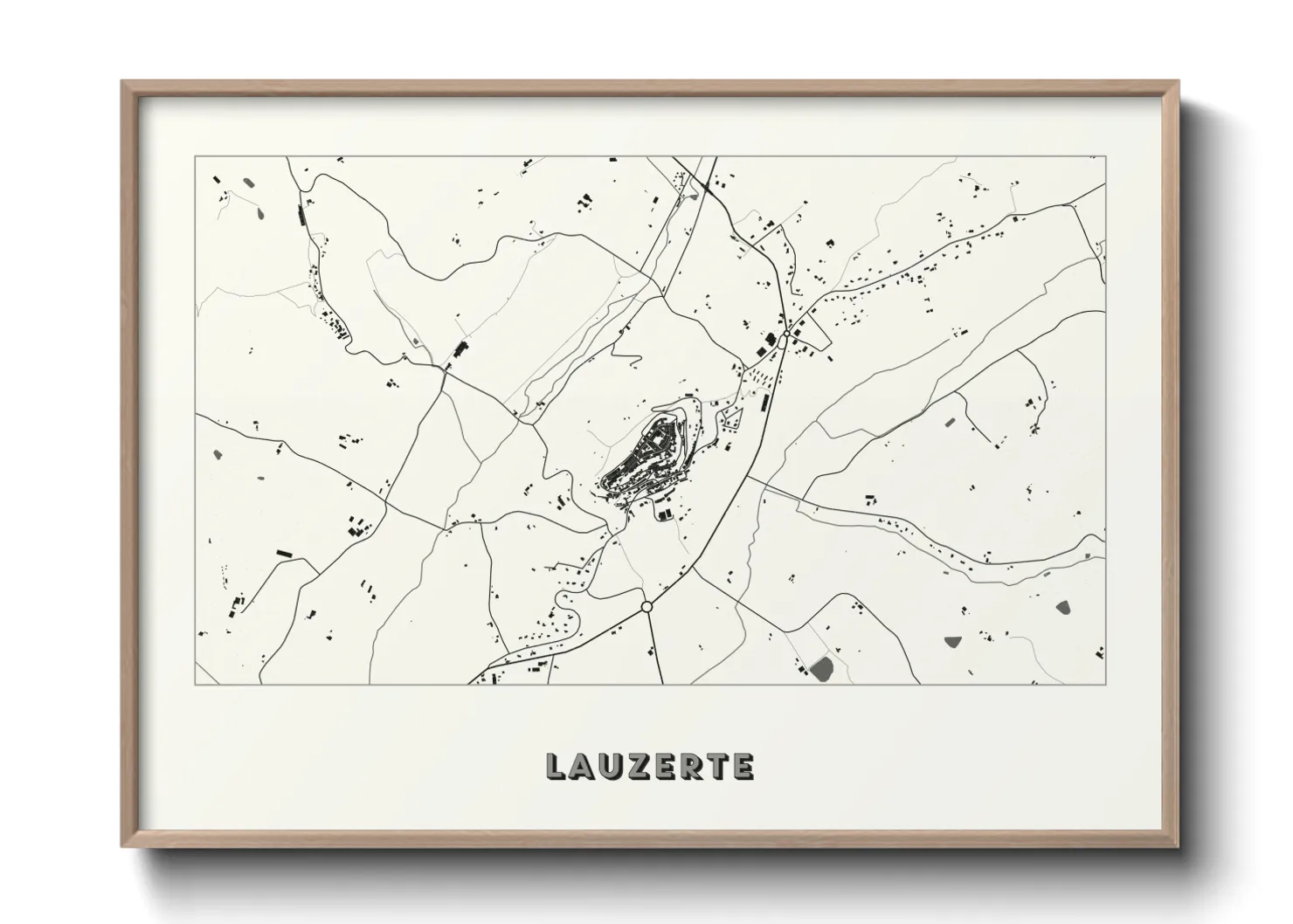 Une affiche de carte sur Lauzerte