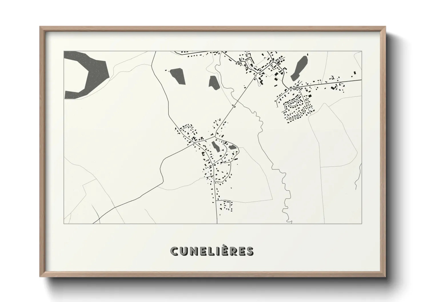 Une affiche de carte sur Cunelières