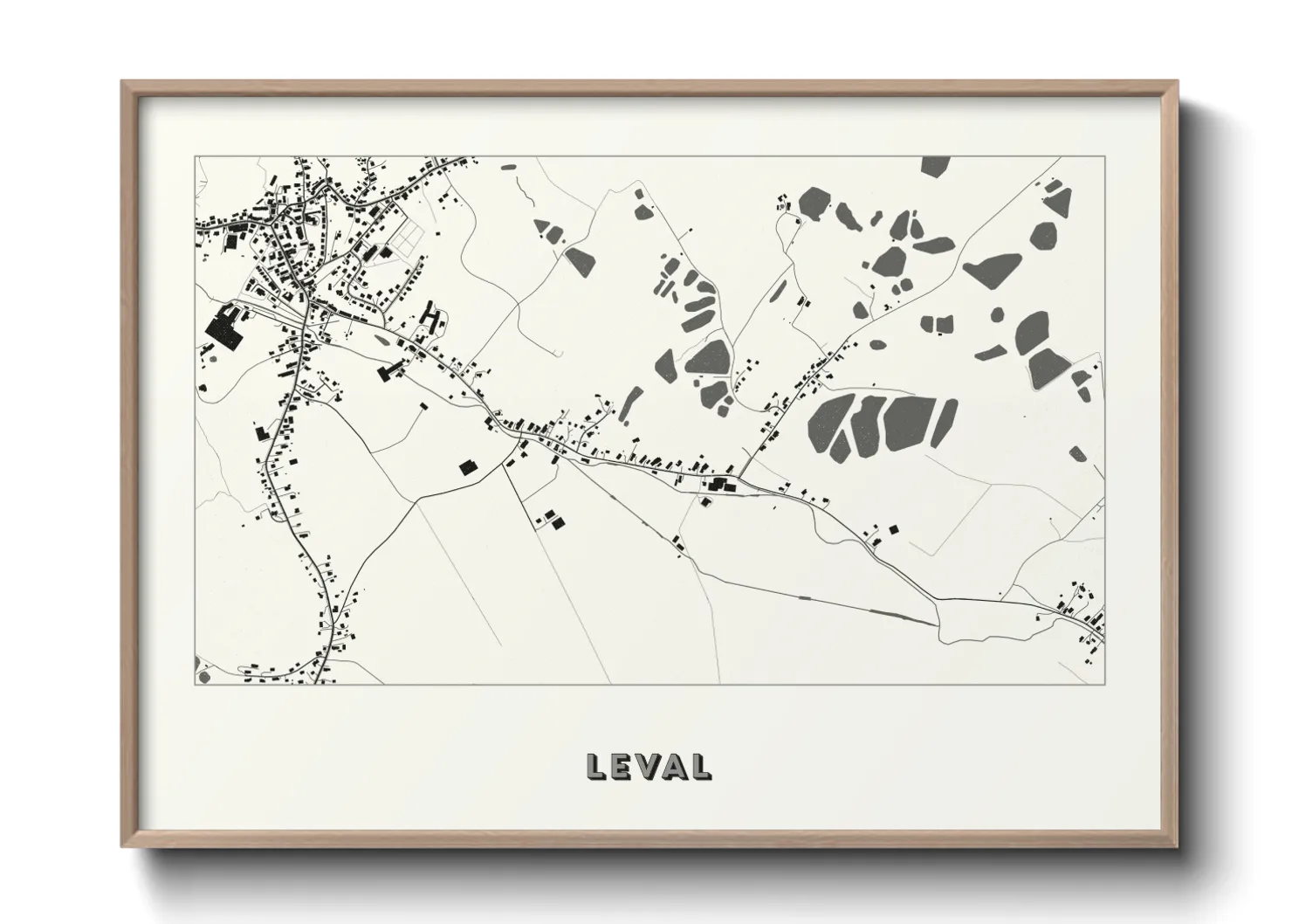 Une affiche de carte sur Leval