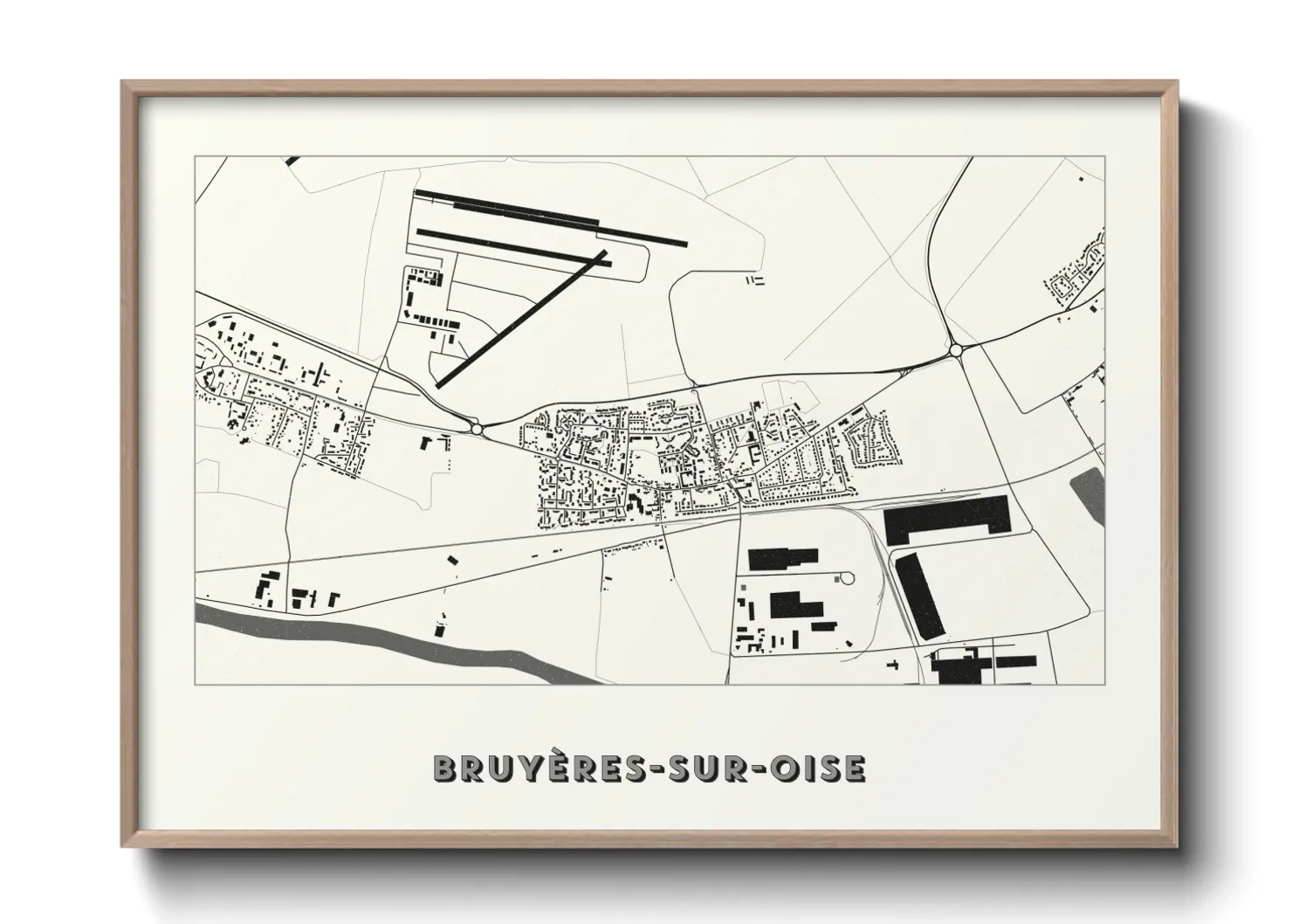 Une affiche de carte sur Bruyères-sur-Oise