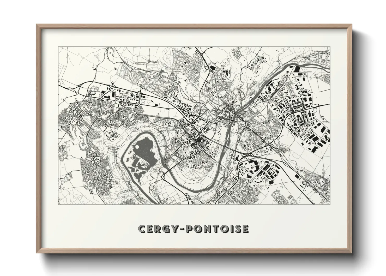 Une affiche de carte sur Cergy-Pontoise